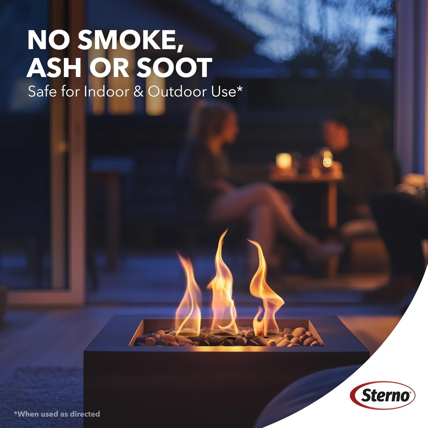 Sterno 6-Pack Fire Pit Gel Fuel - 3 Hours of Burn Time - Vibrant Flame - Wood Crackling Sounds - Safe, Smokeless & Odorless, No Ash - All-Weather Burner for Indoor & Outdoor Table Top FirePit