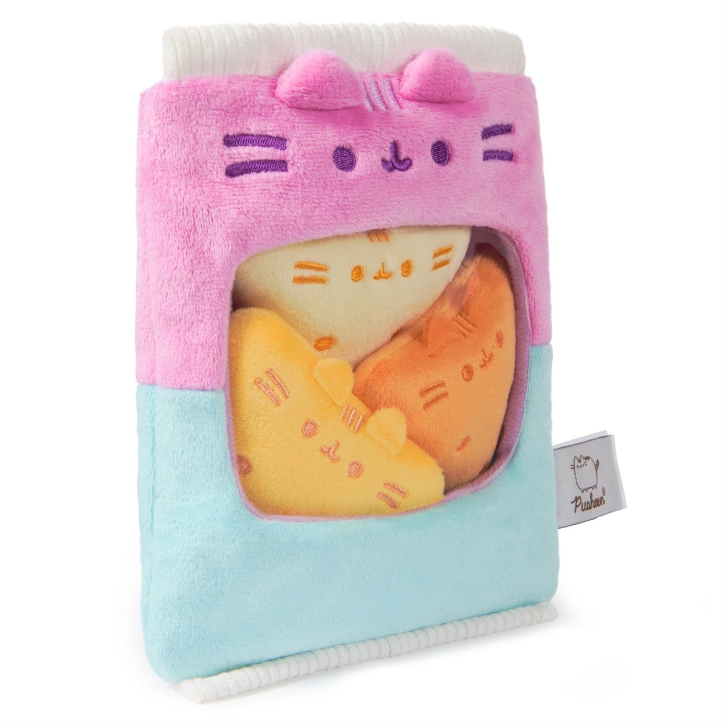 GUND Pusheen Gamer Chips with Removable Mini Plushies, Toy Tortilla Chips, Food Plushies, Gaming Decor, Stuffed Animals for Ages 8 and Up, Pink, 8"