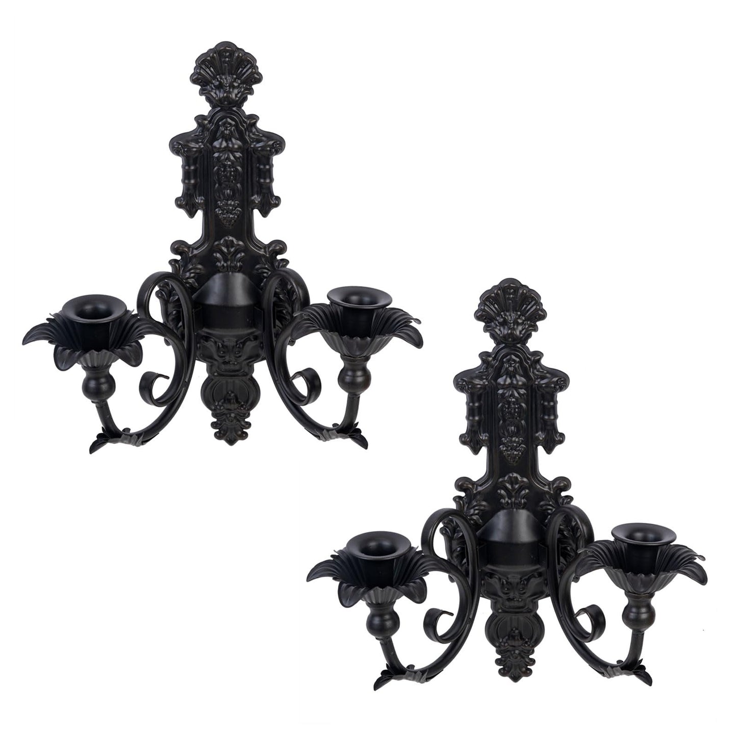 Candle Sconce(Set of 2)-Metal Wall Decorations-Rustic Home Decor-Wall Candle Sconces-Black Wall Sconces,Ideal for Stick Candles