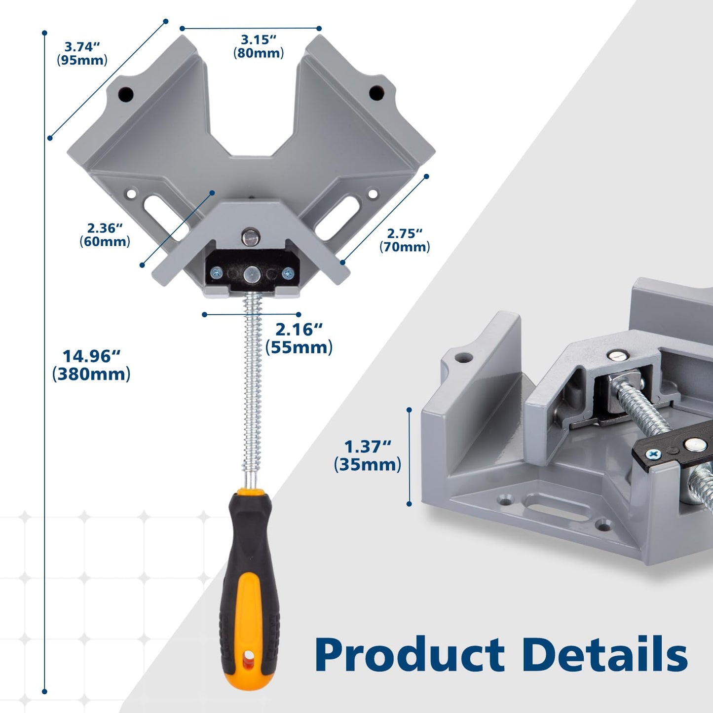 MaxxGeek 4pcs Right Angle Woodworking Clamp, With Adjustable Aluminum Alloy Swing Jaw, Single Handle Clamps, For Welding, Woodworking
