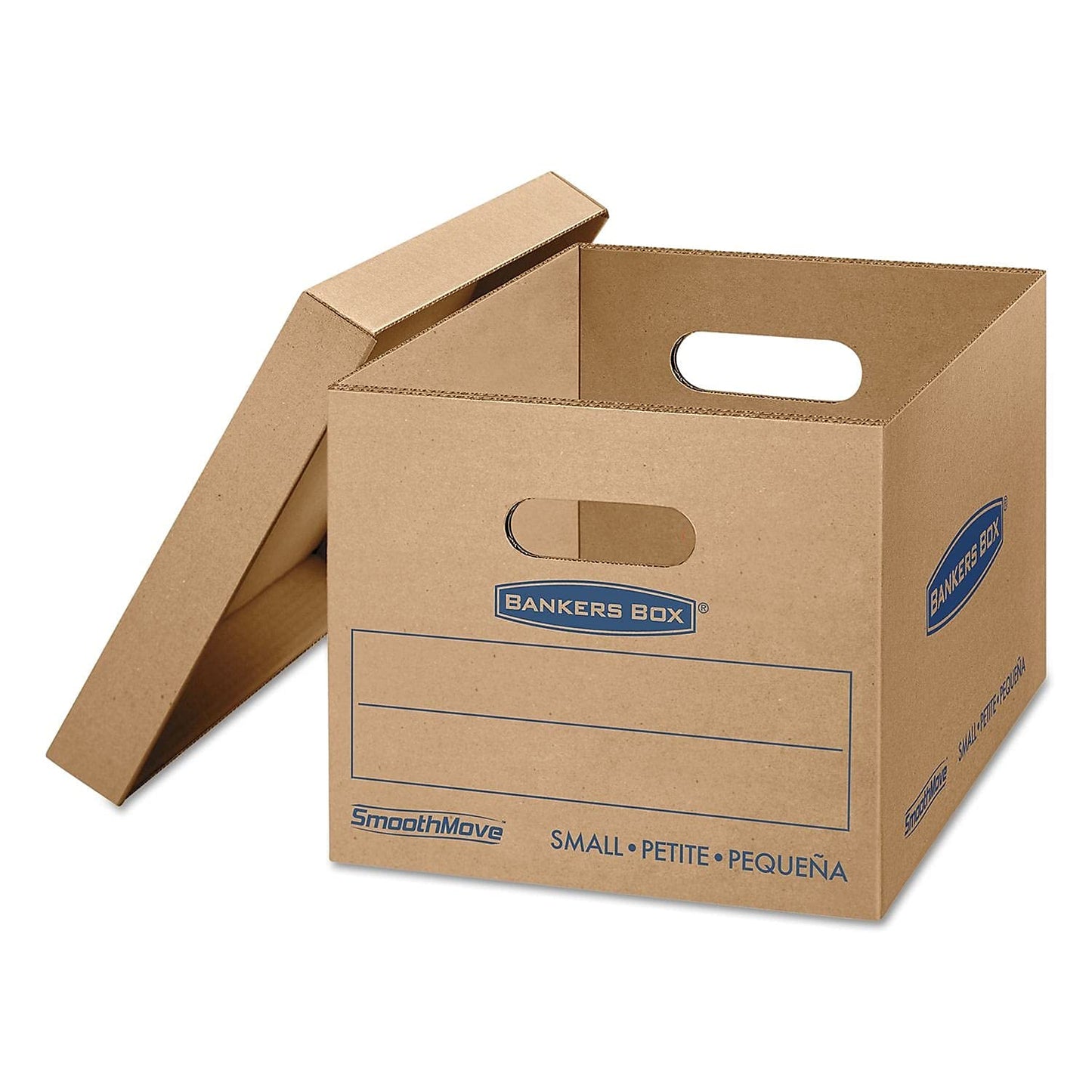 Bankers Box Small Classic Moving Box 20 Pack, Reinforced Handles, Tape-Free Assembly, Box with Lid, 15" x 12" x 10", Cardboard