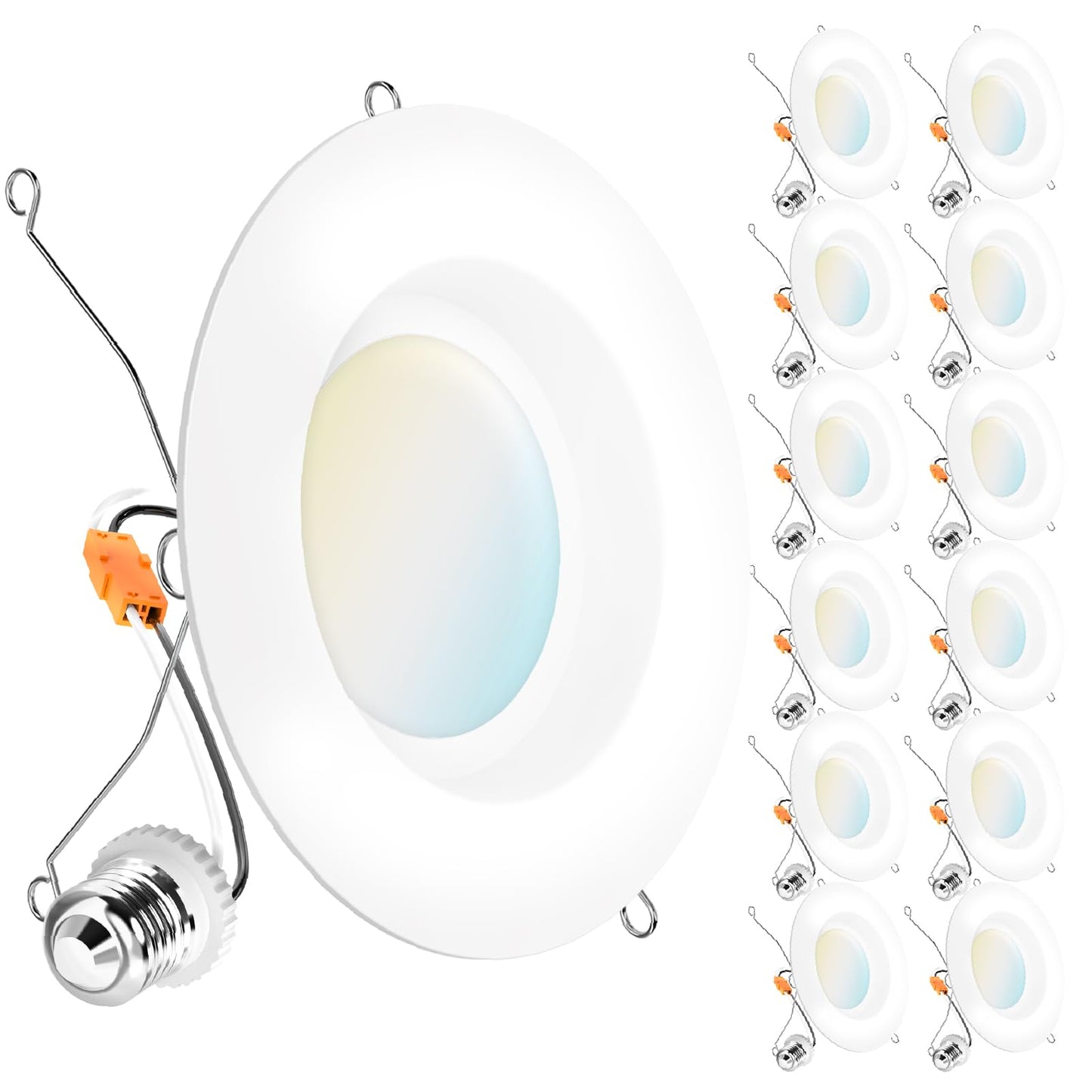 Sunco 12 Pack 6 Inch LED Can Lights, Retrofit Recessed Lighting, Smooth Trim, 965 LM, 13W (75W Equivalent), Selectable CCT 2700K/3000K/3500K/4000K/5000K, Dimmable, Damp Rated UL