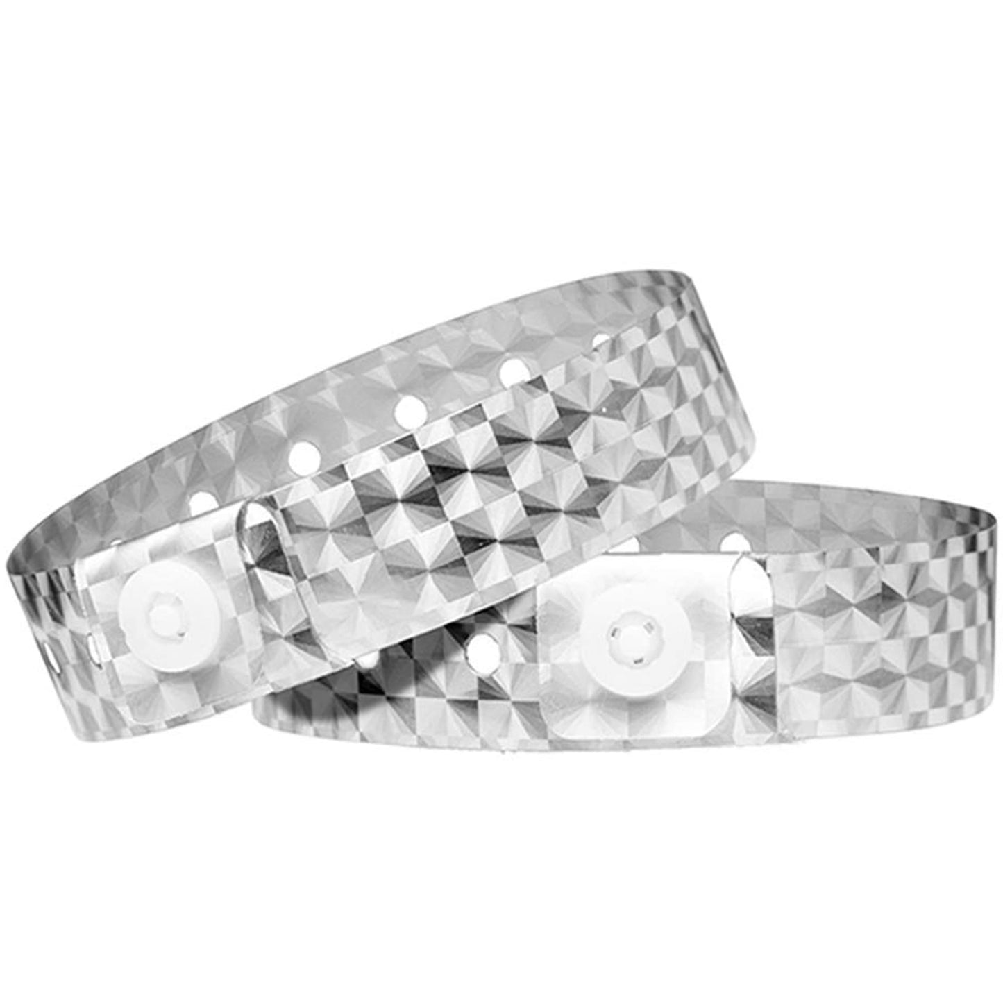 OUCHAN Holographic Plastic Party Wristbands Silver- 500 Pack Vinyl Wristbands for Events Club Music Meeting