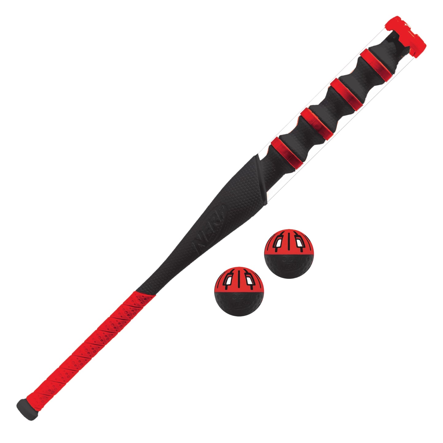 NERF Power Blast Kids Baseball Bat and Ball Set - Kids Plastic Bat with Extra Grip + Power Bands - Official NERF Plastic Baseball Set