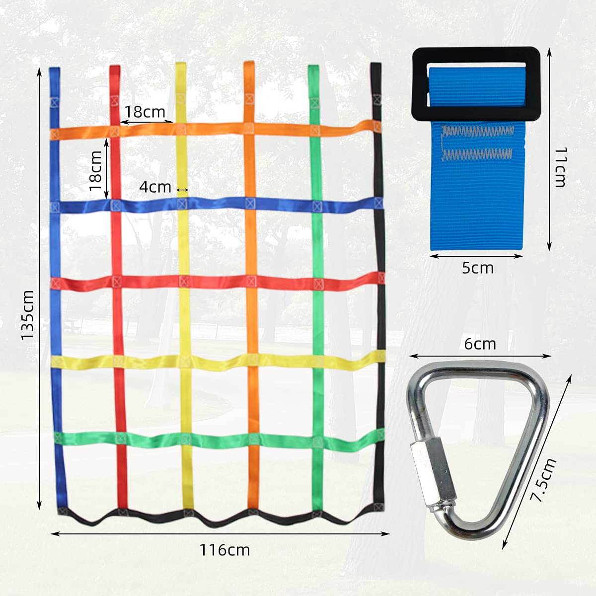 Gentle Booms Sports Climbing Cargo Net Indoor/Outdoor Ribbon Net，Children Kids Daily Sports Outdoor Backyard & Playground Equipment for Ninja Warrior Line，Ninja Warrior Style Obstacle Courses…