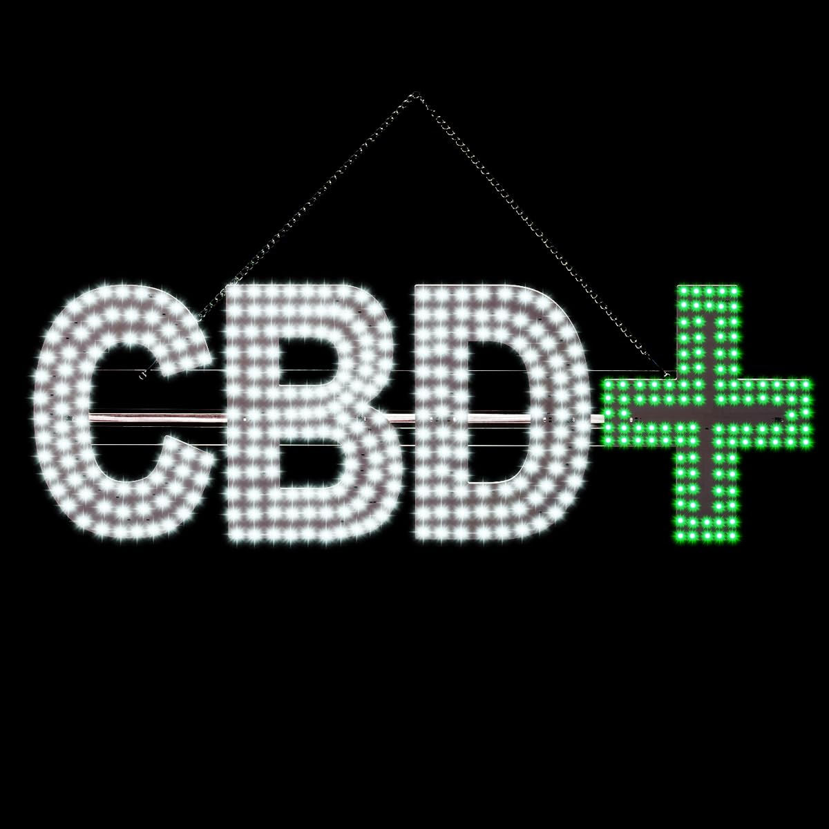 30"x10" Large LED CBD+ Sign for Smoke Shops, Super Bright Unique Design CBD+ Sign with Hanging Installation, High Visibility CBD+ Sign for Stores Retail Shops Window