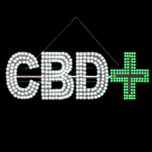 30"x10" Large LED CBD+ Sign for Smoke Shops, Super Bright Unique Design CBD+ Sign with Hanging Installation, High Visibility CBD+ Sign for Stores Retail Shops Window