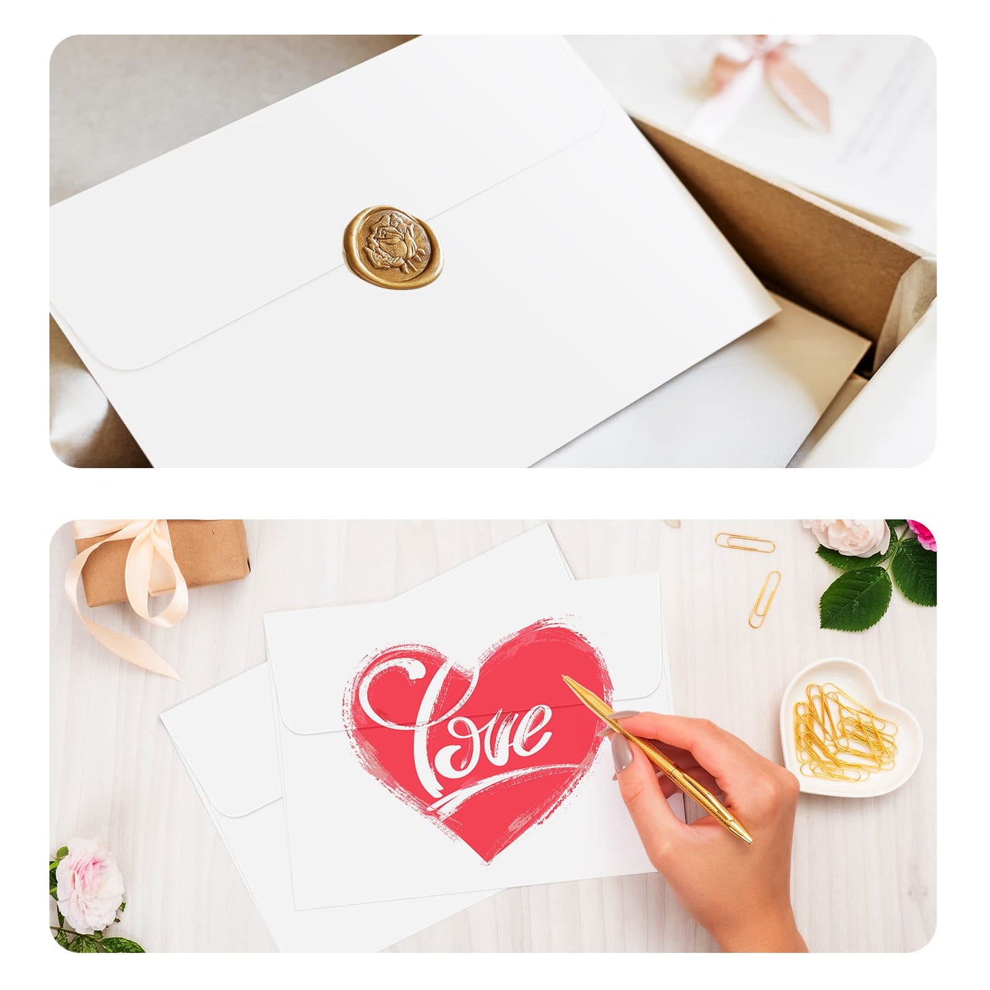 ACSTEP 500PACK 5 X 7 Envelopes, White A7 Envelopes Self Seal for Weddings, Invitations, Photos, Postcards, Greeting Cards Mailing,Baby Shower, Graduation