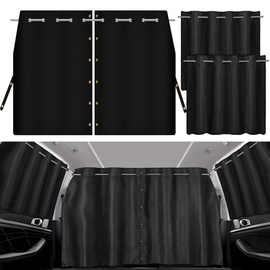 XCBYT Car Privacy Divider Curtains (3-Pack), Rigid Rod-Mounted Total Blackout Set - No Sag, No Strings - Rear Seat Divider & Side Window Shades for Car Camping, Baby Naps