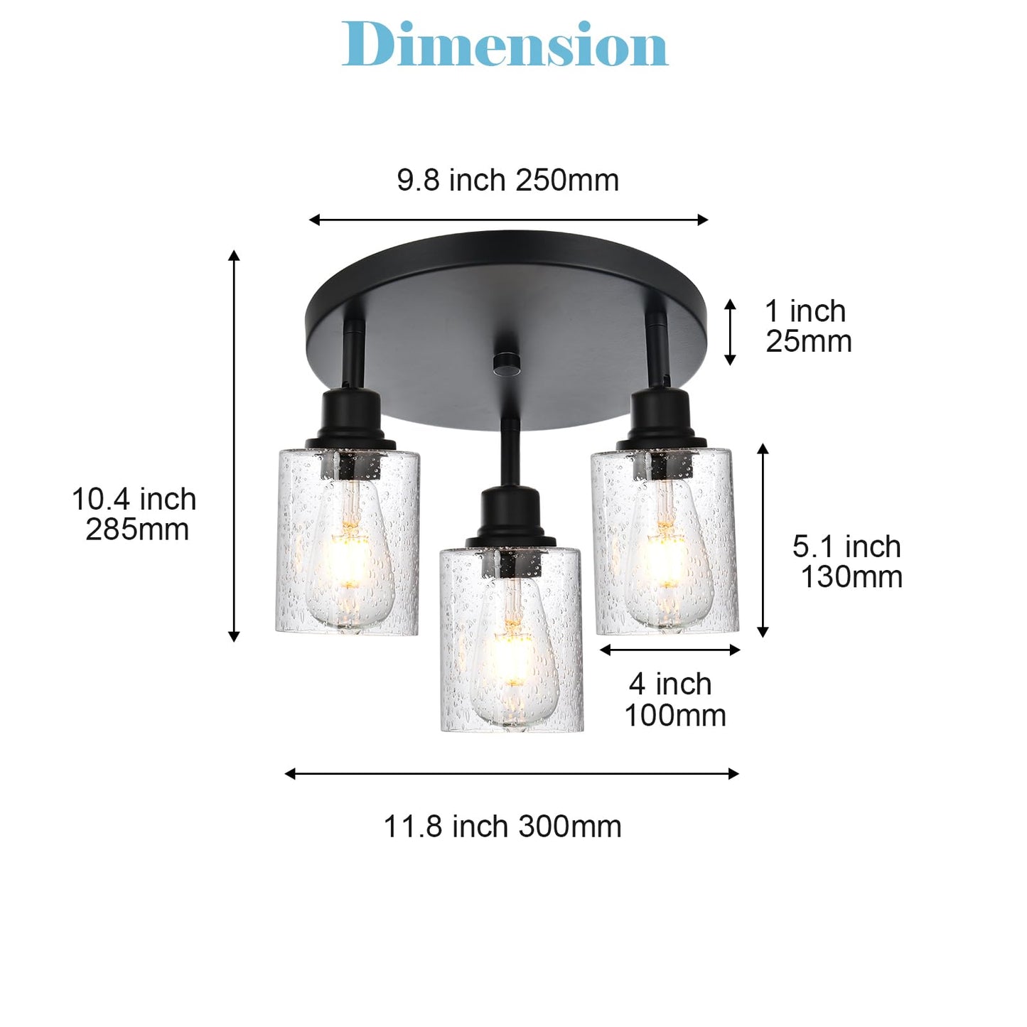 PENDRION 3 Light Modern Track Lighting with Flexibly Rotatable Light Head, Black Track Lighting Fixtures Ceiling Industrial Kitchen Round Ceiling Spotlight for Home Dorm Dining Room Hallway Closet