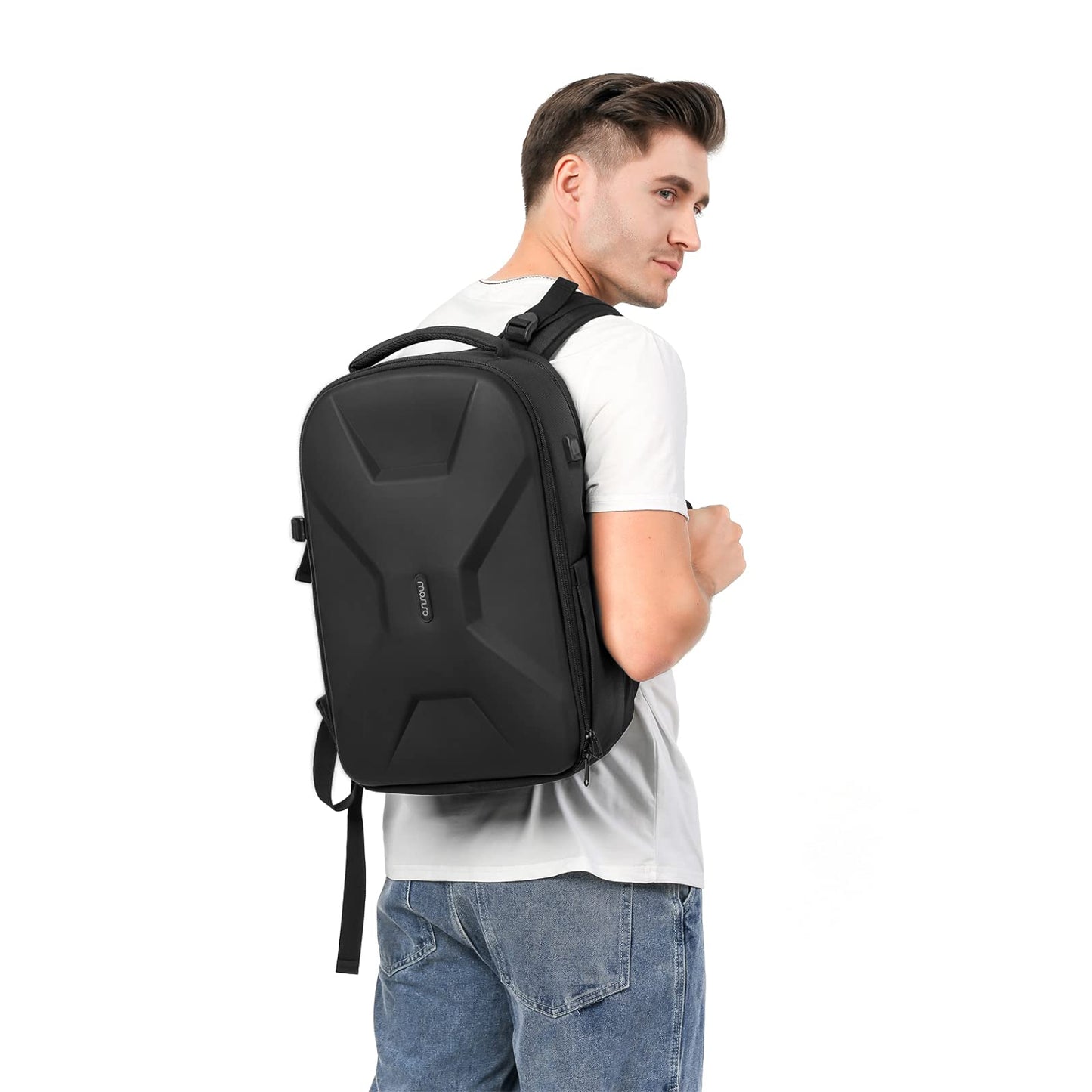 MOSISO 15.6-16 inch 35L Laptop Backpack with USB Charging Port for Women Men, Waterproof Hardshell Travel Business Computer Bag, Anti-Theft Daypack with Luggage Strap, Black