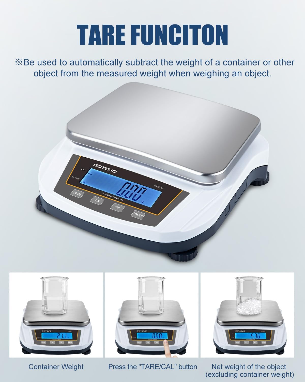 GOYOJO Digital Analytical Balance and Lab Scale, 5000g Capacity, 0.01g Precision, Stainless Steel, Multi-Unit (g/oz/ct/lb) for Jewelry, Kitchen, and Lab – Reliable, Accurate, Easy to Use, Black Panel
