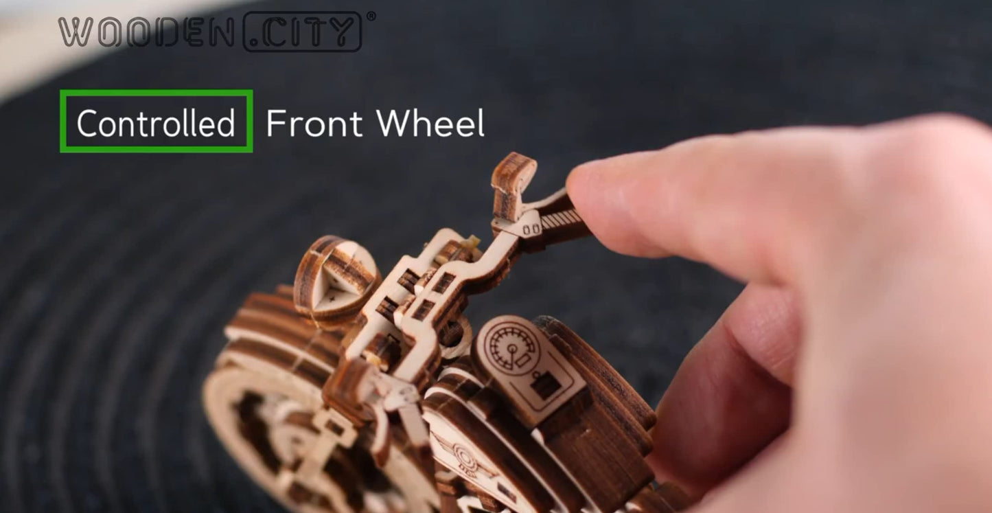 Wooden.City Motorbikes Cruiser V-Twin - 3D Wooden Model Kits for Adults to Build - Craft Model Building Kits for Adults, Men, Women & Teens 14+ - Wooden 3D Puzzles for Adults - 168 Pieces, 1:13 Scale