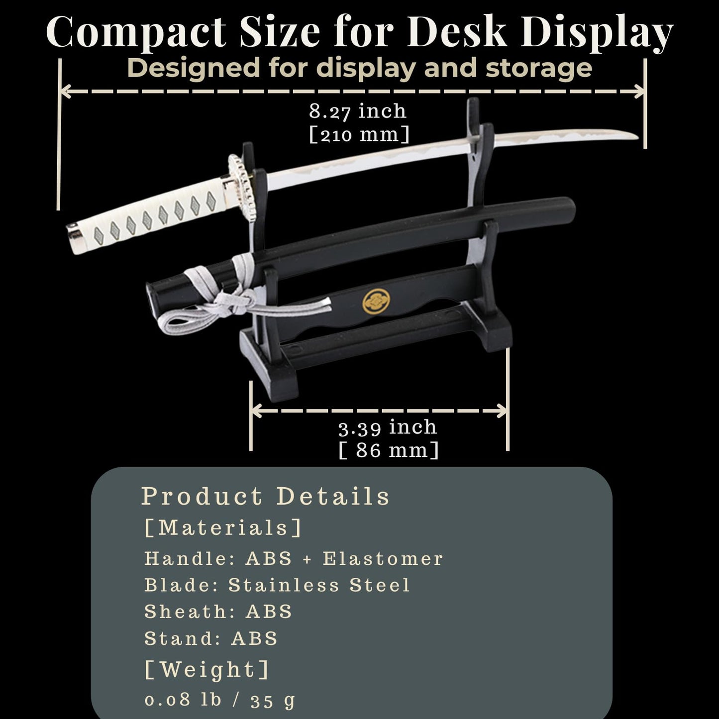 Wablade Katana Letter Opener with Stand 8.27 Inch, Japanese Samurai Mail Opener, Made in Seki Japan, Mini Katana Desk Decor, Gift for Men, Office Desk Accessory (Okita Souji)