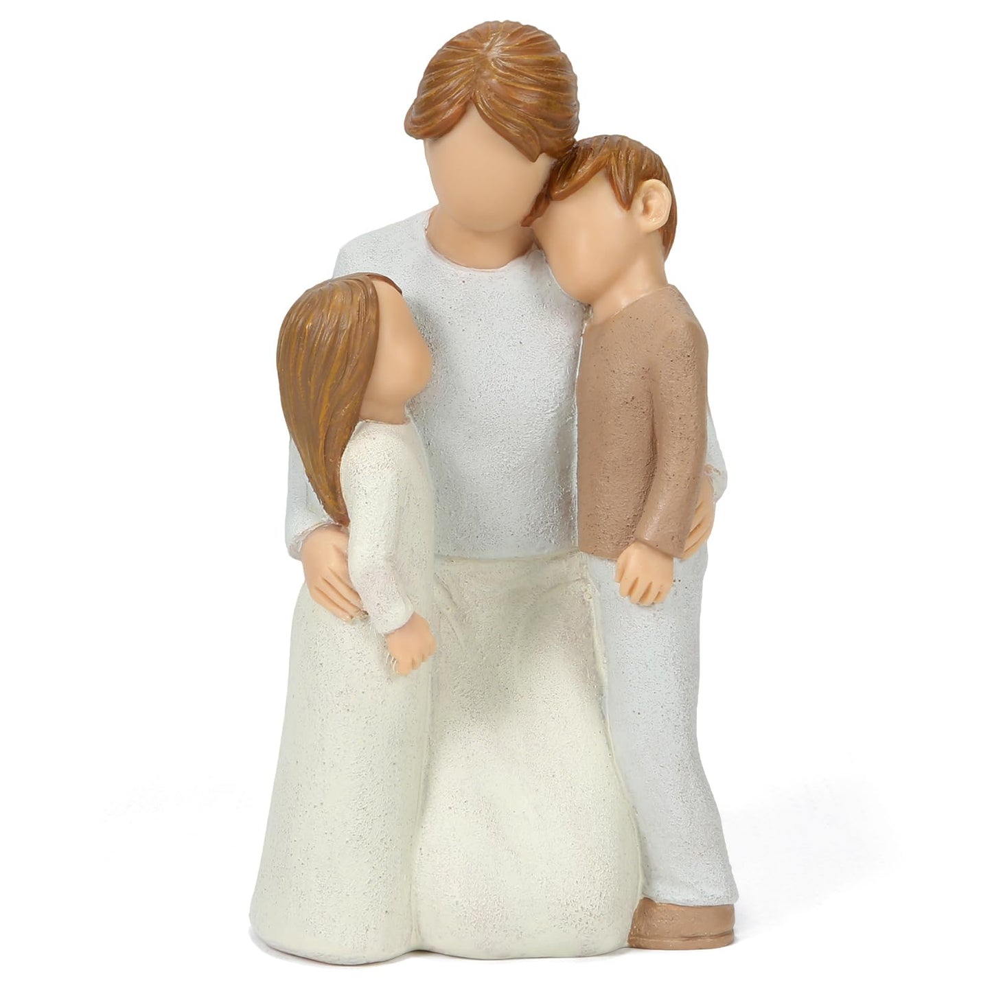 Symbullize Mom and 2 Kids Figurines, Mother Cuddle Kids Statues, Sculpted Hand-Painted Figures Love My Mom Gift for Mother’s Day Anniversary Birthday Christmas