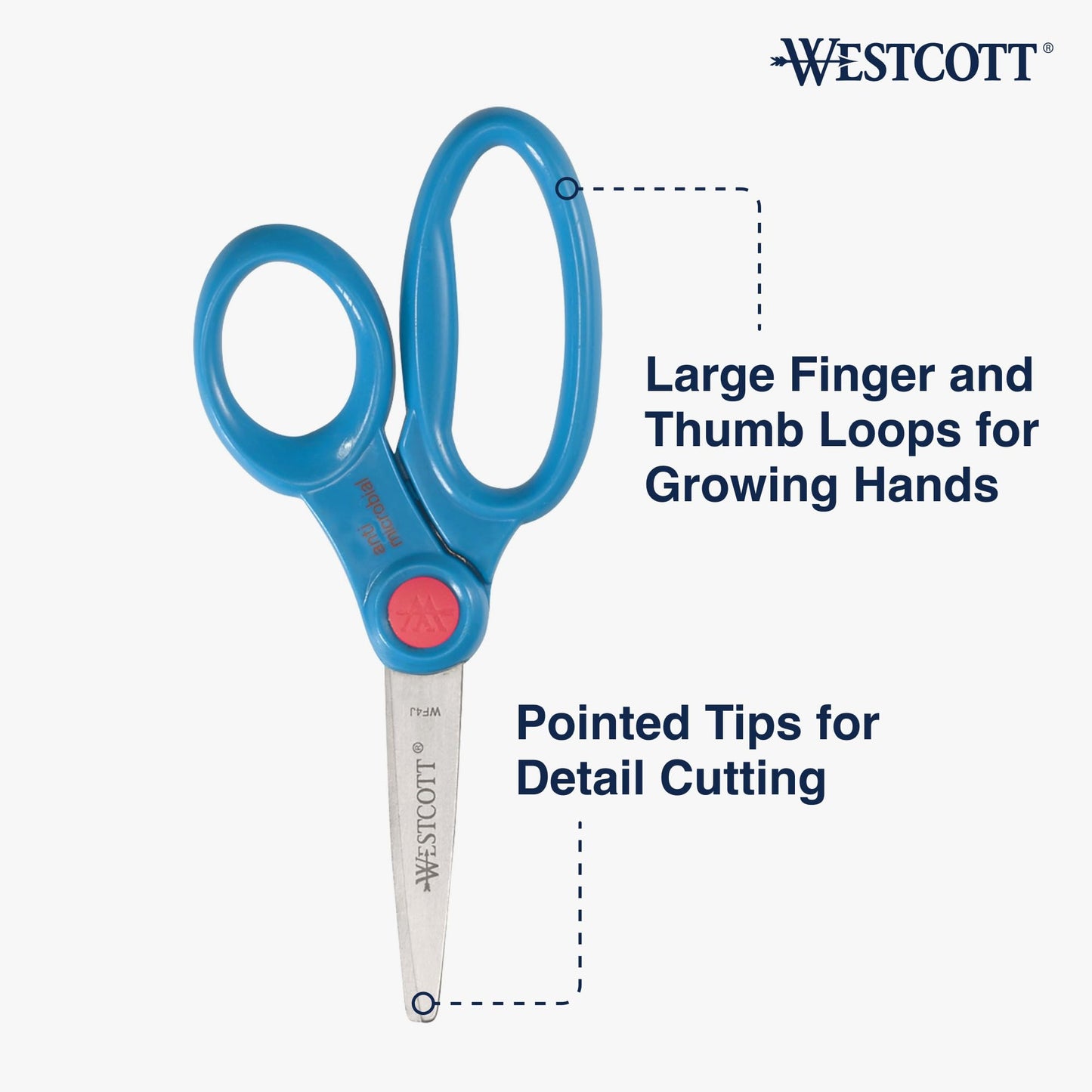 Westcott School Scissor Caddy and 5-Inch Pointed Safety Scissors for Kids, Back to School, Classroom Supplies, Assorted, 24 Pack (14755)