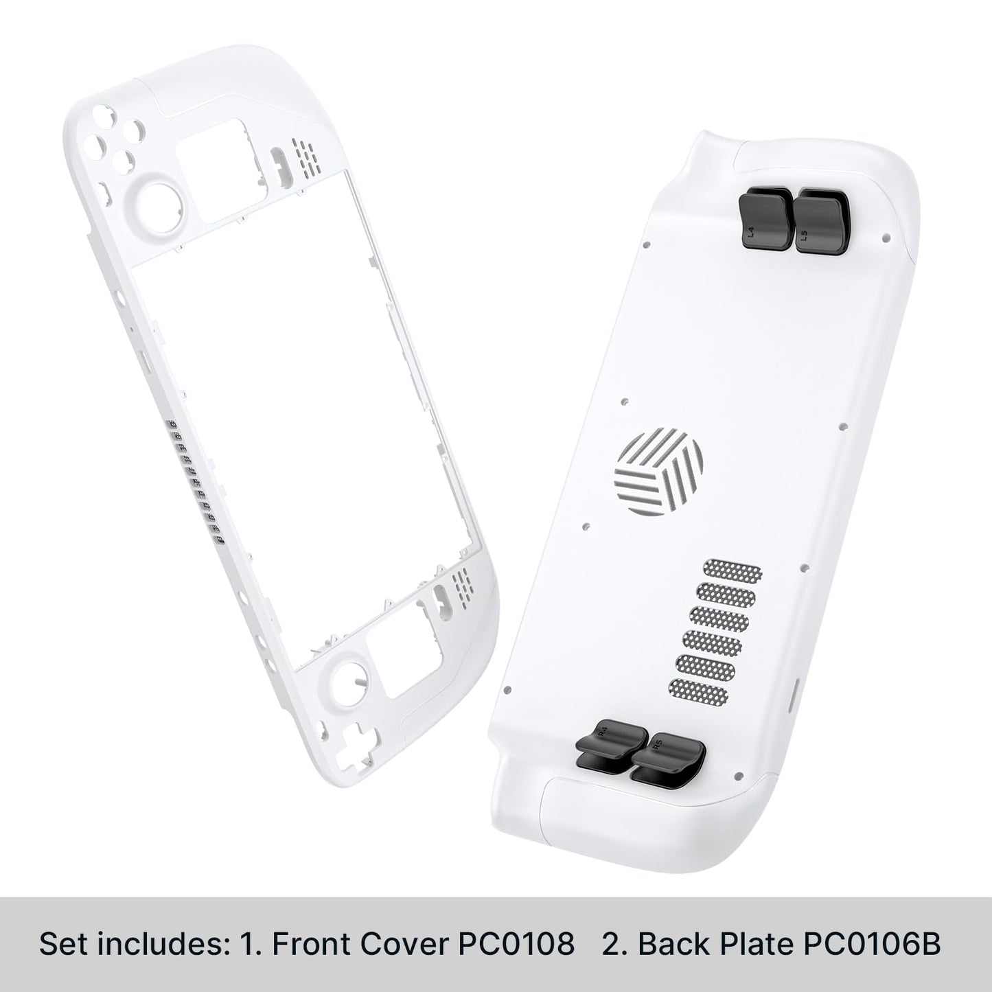 JSAUX Back Plate Vents Version Compatible with Steam Deck LCD, DIY Replacement Full Shell Case Compatible with Steam Deck LCD [White]