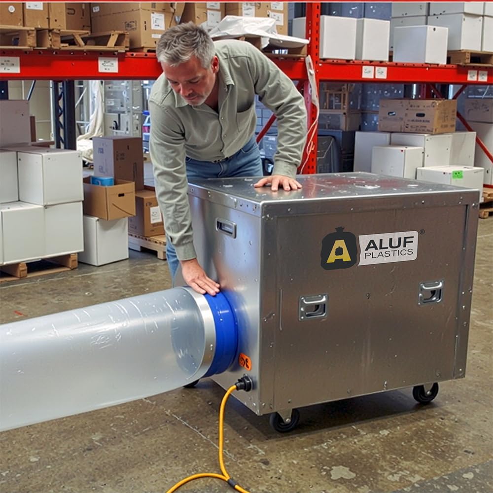 Aluf Plastics Lay Flat Poly Tubing - Food-Grade Polyethylene, 16” x 500’, 4 Mil Thickness EQ, 1 Roll, Made in the USA. Lay-Flat Ducting Fits: Hockey Stick, Skis, Rugs, Pipes