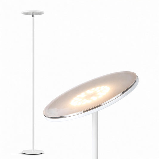 Brightech Sky LED Floor lamp, Torchiere Super Bright Floor Lamp for Living Room Decor & Office - Dimmable, Tall Standing Lamp with Warm Light for Bedroom & Reading - White