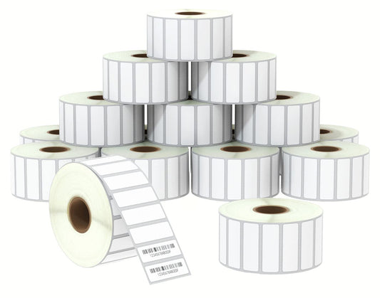 BETCKEY - 1.5" x 0.5" (38 mm x 13 mm) File Folder & Address Labels Compatible with Zebra & Rollo Label Printer,Premium Adhesive & Perforated [16 Rolls, 37600 Labels]
