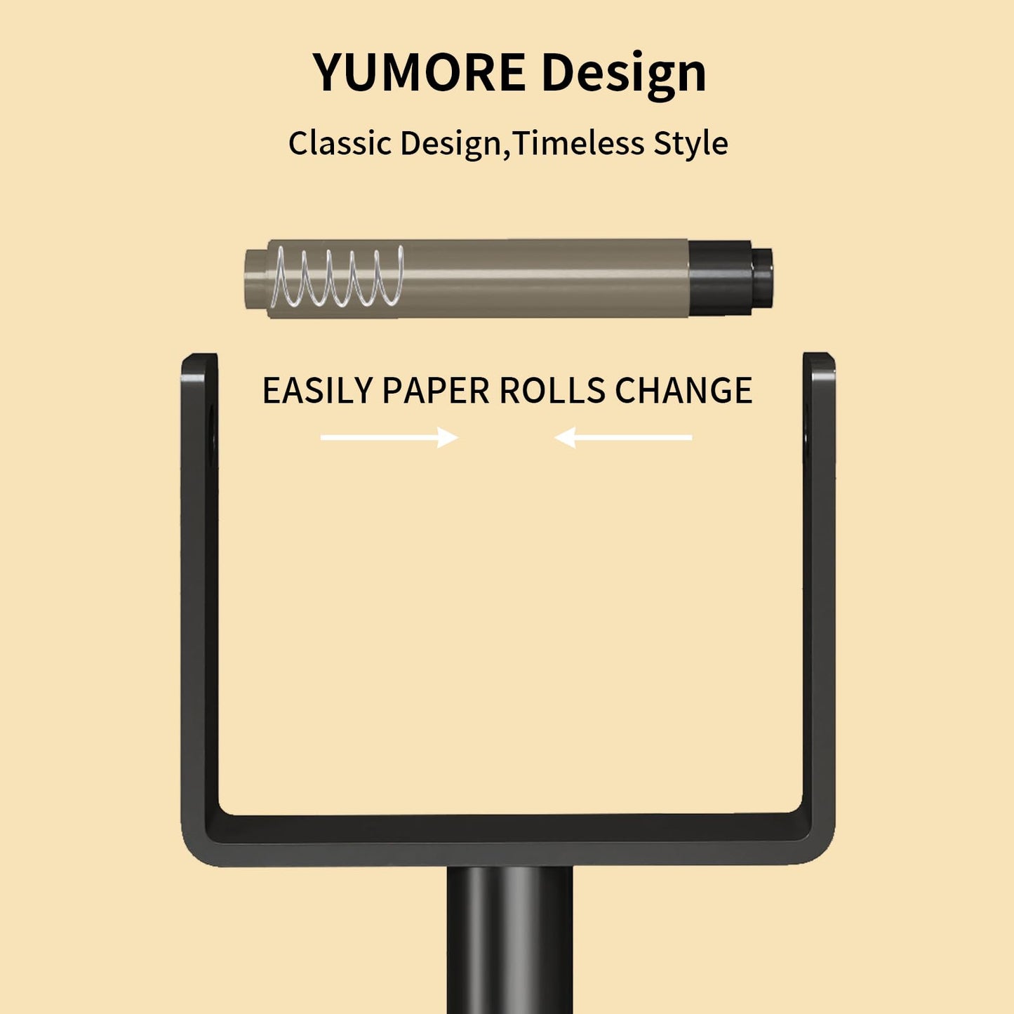 YUMORE Heavy Duty Toilet Paper Holder Stand, Extra-Weighted Base No Tipping, Stainless Steel Toilet Paper Stand, Free Standing Floor Tissue Roll Holder for Bathroom, Matte Black 200UP