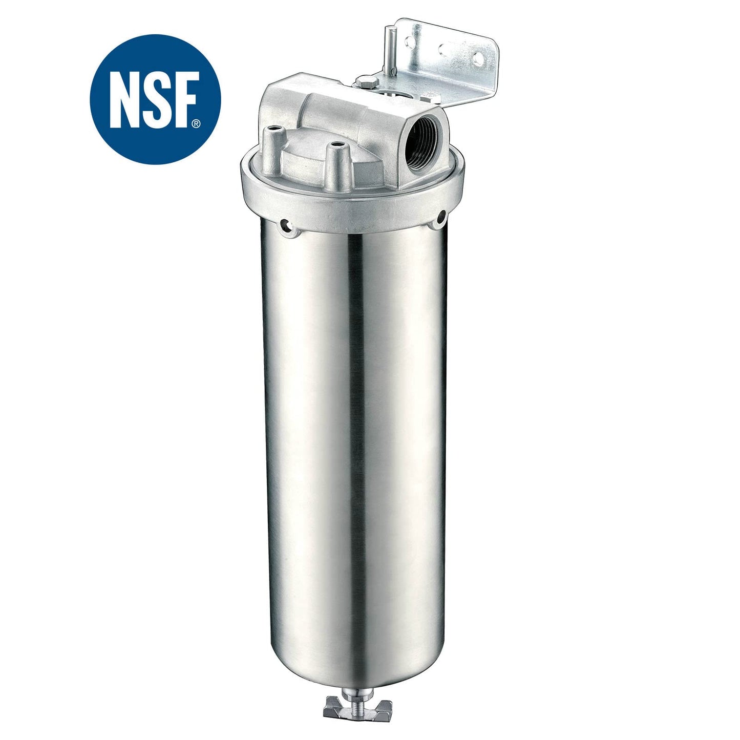 Amwater NSF/ANSI 42 Certification Stainless Steel Filter Housing for 10" Filter Cartridge, 3/4" NPT Water Filter Housing for Whole House Water Purification of Stainless Steel 304 (10" A Housing)