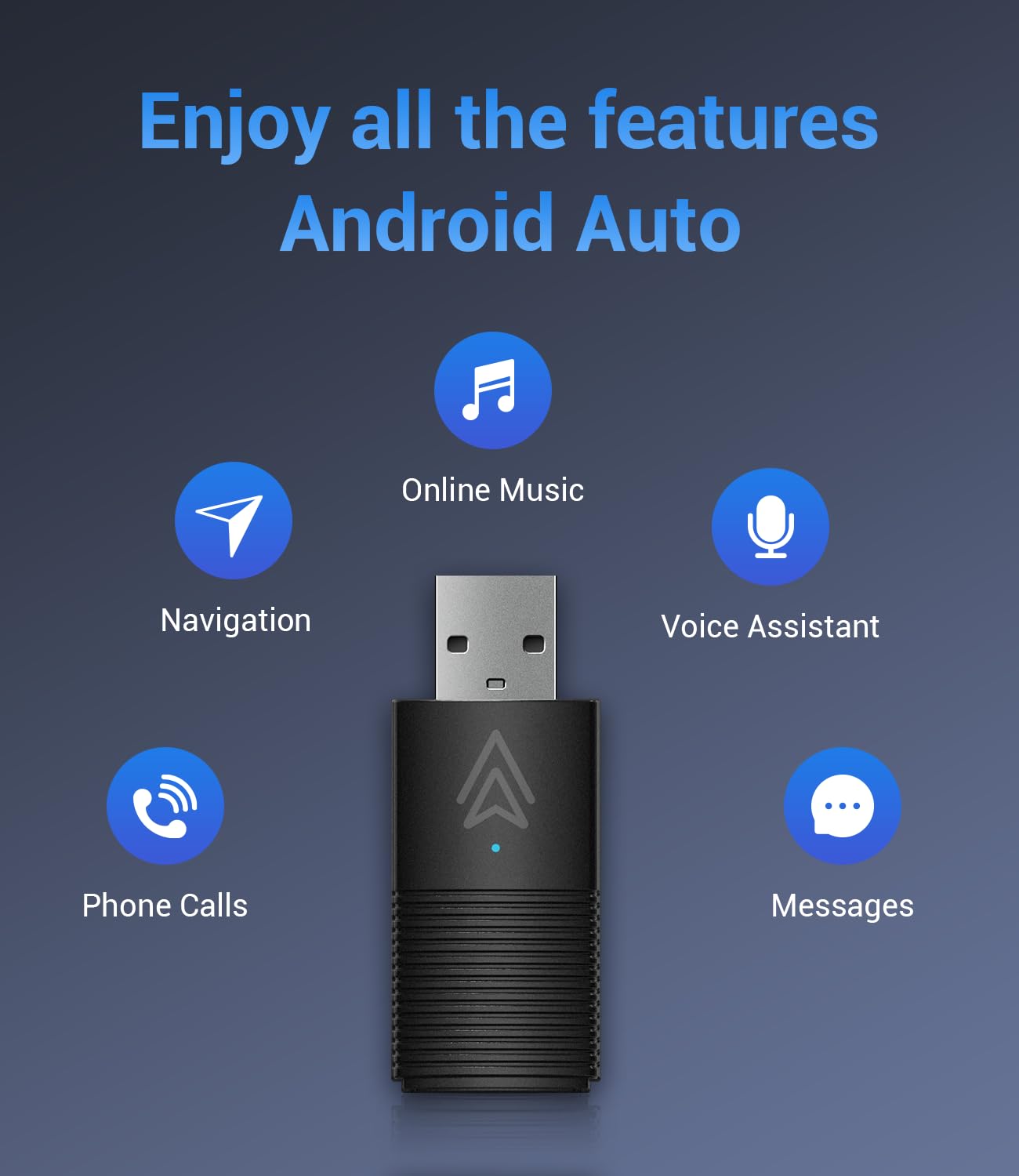 Android Auto Wireless Adapter for Factory Wired Android Auto Cars from 2016, Mini Wireless Android Auto Car Adapter Converts Wired Android Auto to Wireless, Plug & Play, Online Update (Black)