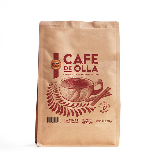 Café De Olla Ground Coffee, 5 Pounds, Cinnamon and Brown Sugar Spiced Mexican Dark Roast Coffee by La Monarca Bakery