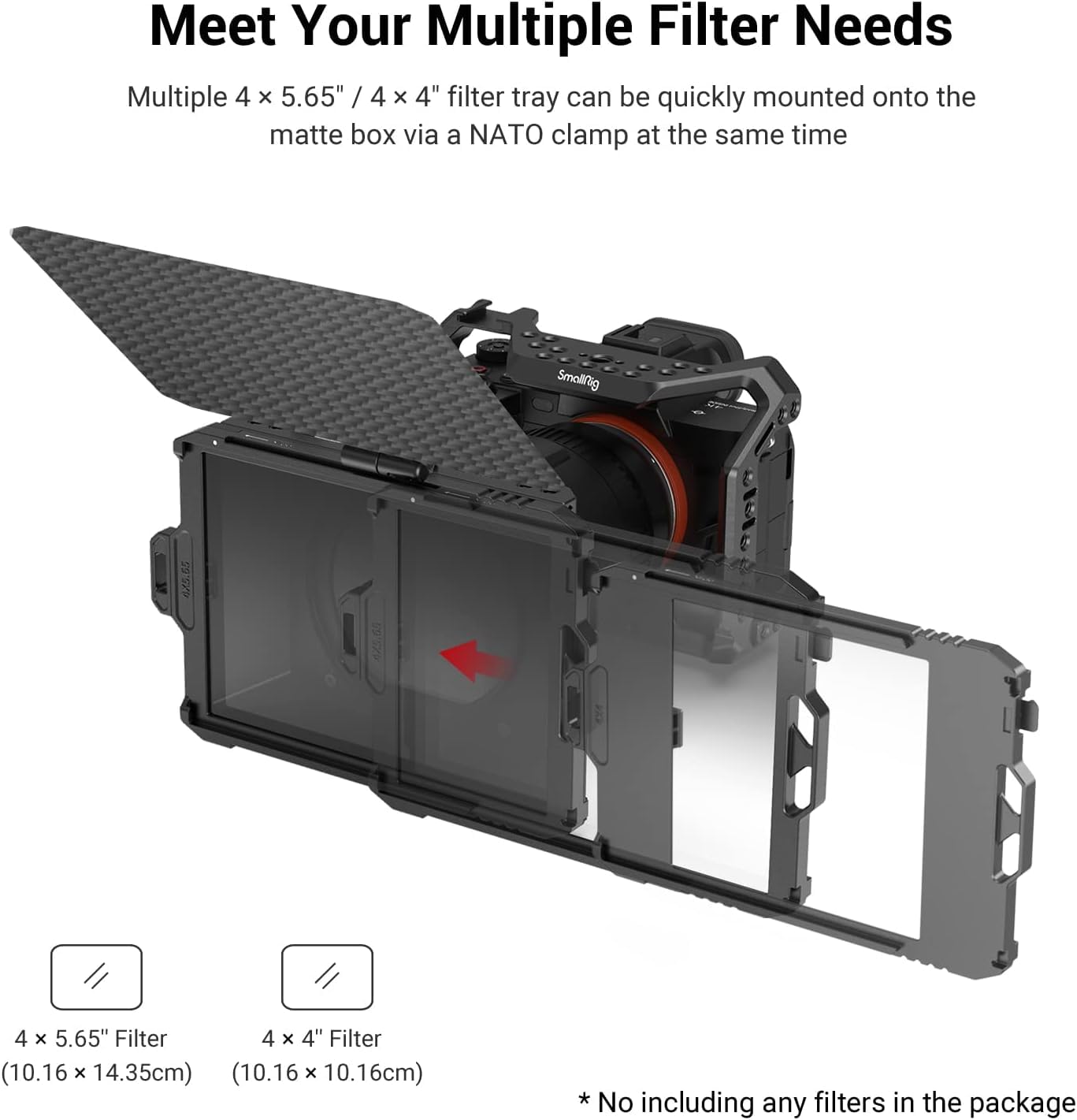 SmallRig Mini Matte Box Lite with Carbon Fiber Top Flag, Compatible with 67mm/ 72mm/ 77mm/ 82mm Lenses for DSLR and Mirrorless Camera