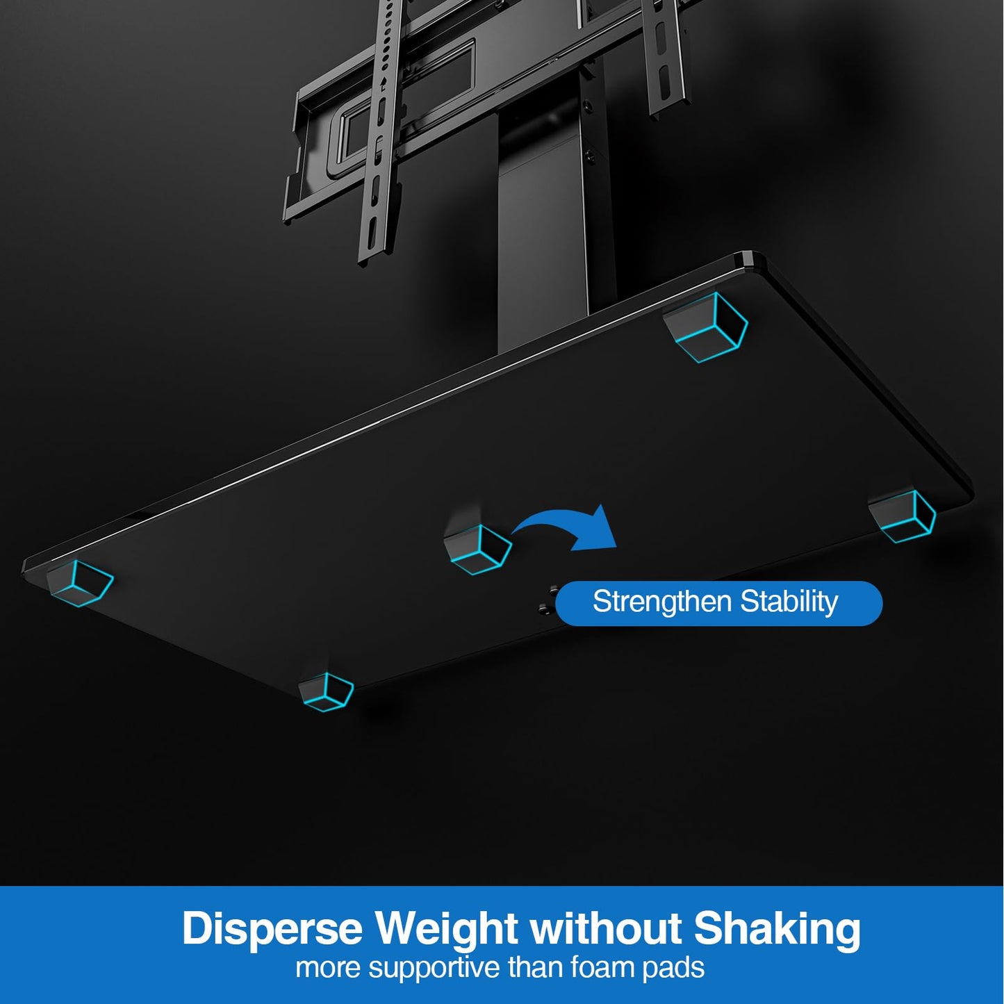 HOLMAXD Universal Swivel TV Stand Base for 32-75 Inch TVs, Height Adjustable Table Top TV Stand with Tilt Mount, Holds up to 110 lbs, Heavy Duty Temper Glass Base, Max VESA 400x400mm