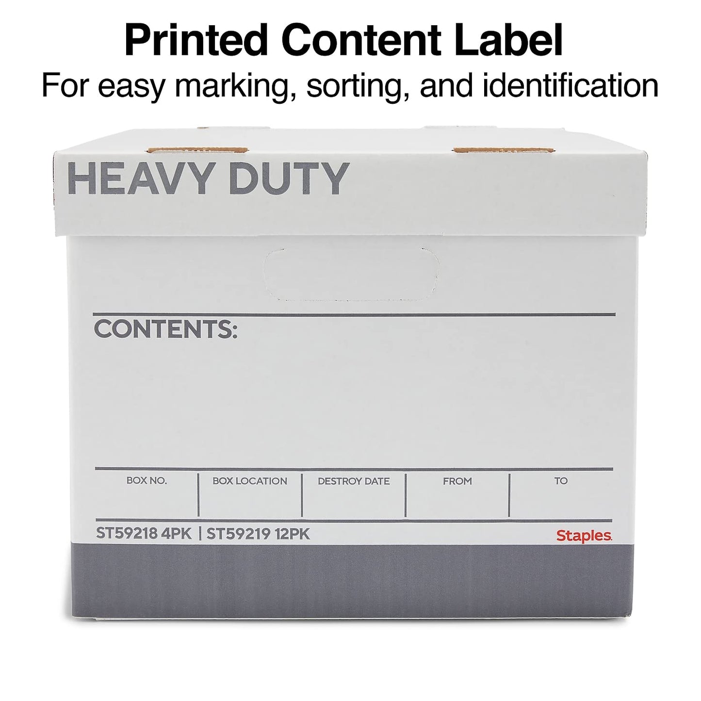 Staples Storage & Filing Box, Heavy-Duty with Handles & Removable Lid, Letter & Legal Size Documents, Stackable, 12-Pack, White/Gray