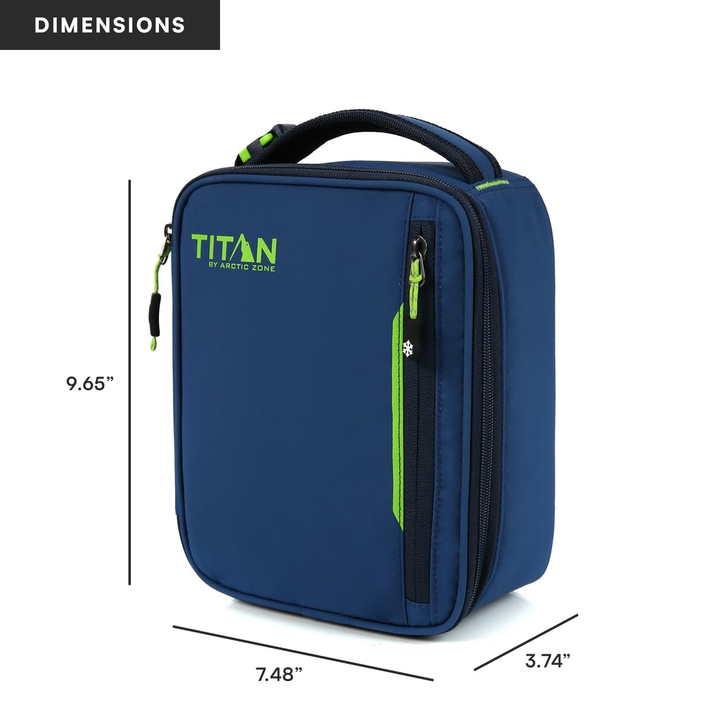 Titan by Arctic Zone Fridge Cold Lunch Box with 2 Gel Ice Packs, Small Insulated Cooler Bag with Leak Proof Lining for School and Work, Nightfall