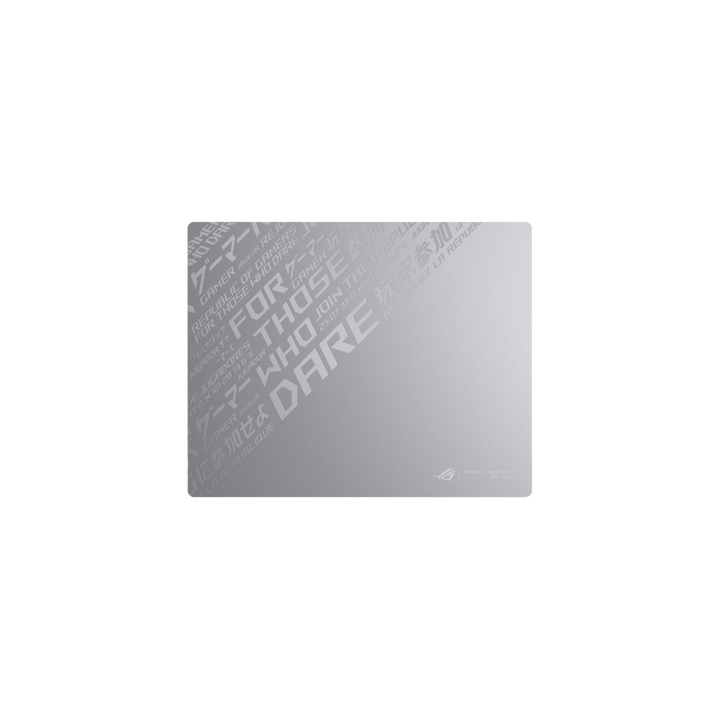 ASUS ROG Moonstone Ace L Glass Gaming Mouse Pad, Ultra-Smooth Surface, Noise-Reducing Design, 9H Tempered Glass, Impact & Scratch Resistant, Anti-Slip Silicone Base, 500 x 400 mm, Moonlight White