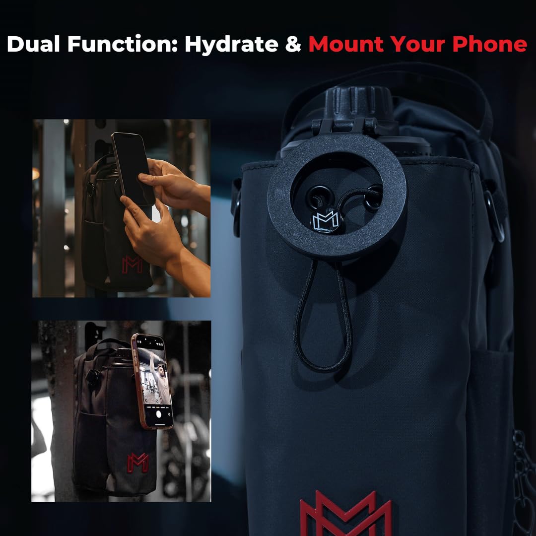 MAGNACE Magnetic Gym Bag Bundle, 3-in-1 Set with Water Bottle Holder, Magnetic Pouch, Towel & Sling Bag – Portable Fitness Carrier for Men & Women – Black