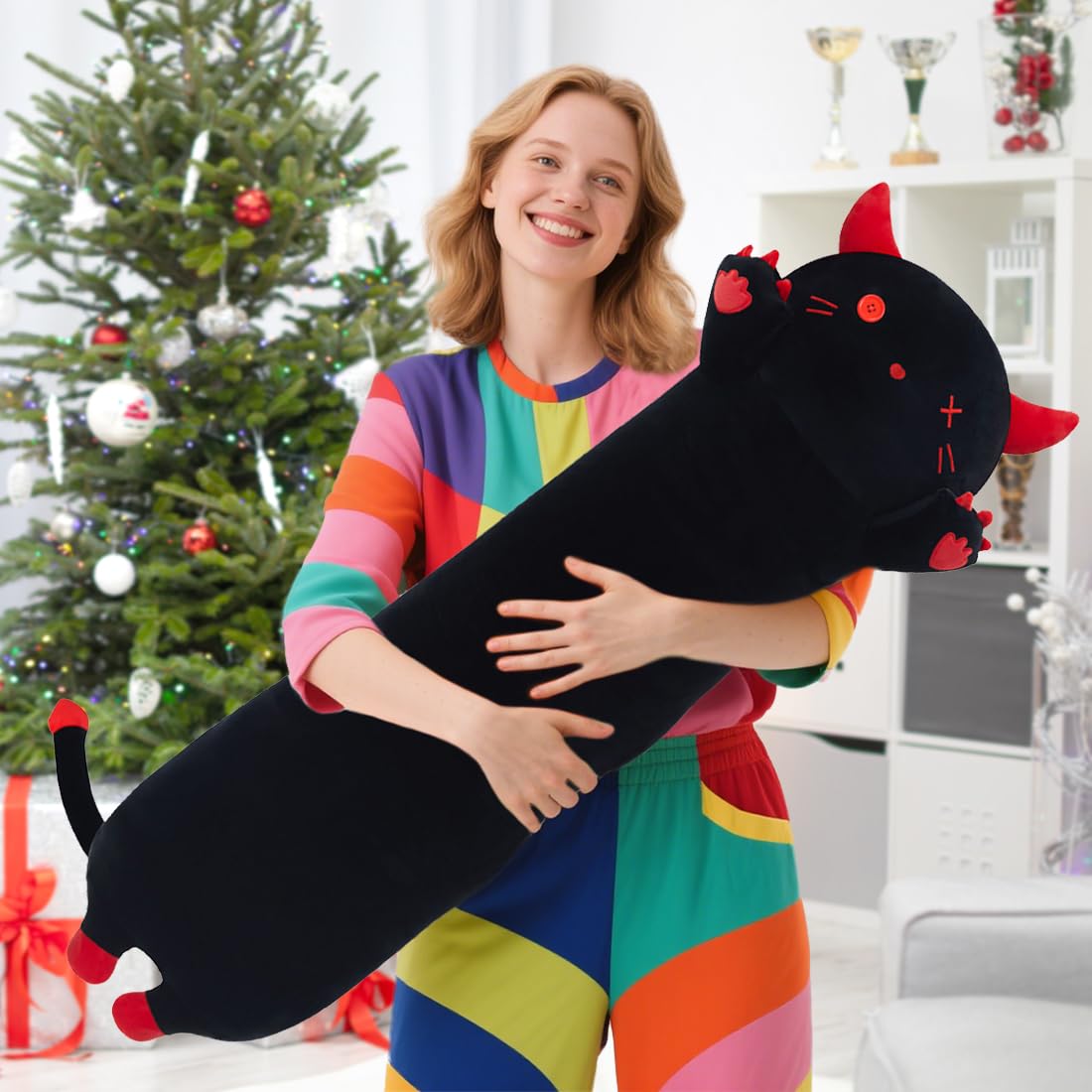 MIAOHAHA Long Plush Demon Toy Stuffed Animal Demon Plush Toy Pillow Hugging Pillow Gift for Kids and Girls(Demon,110cm/43.3in)