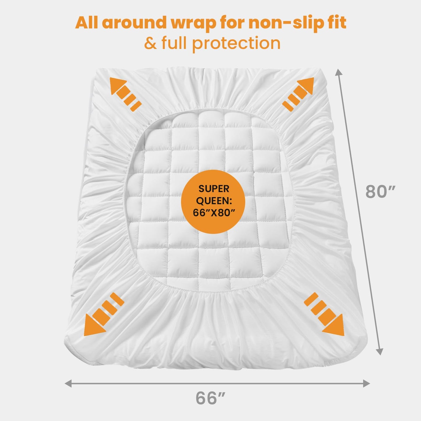 MATBEBY Olympic Super Queen Size Mattress Pad - Cooling Breathable Mattress Topper, Quilted Fitted Mattress Protector, Pillow Top Mattress Cover with 8-21" Deep Pocket, Soft, Machine Washable, White