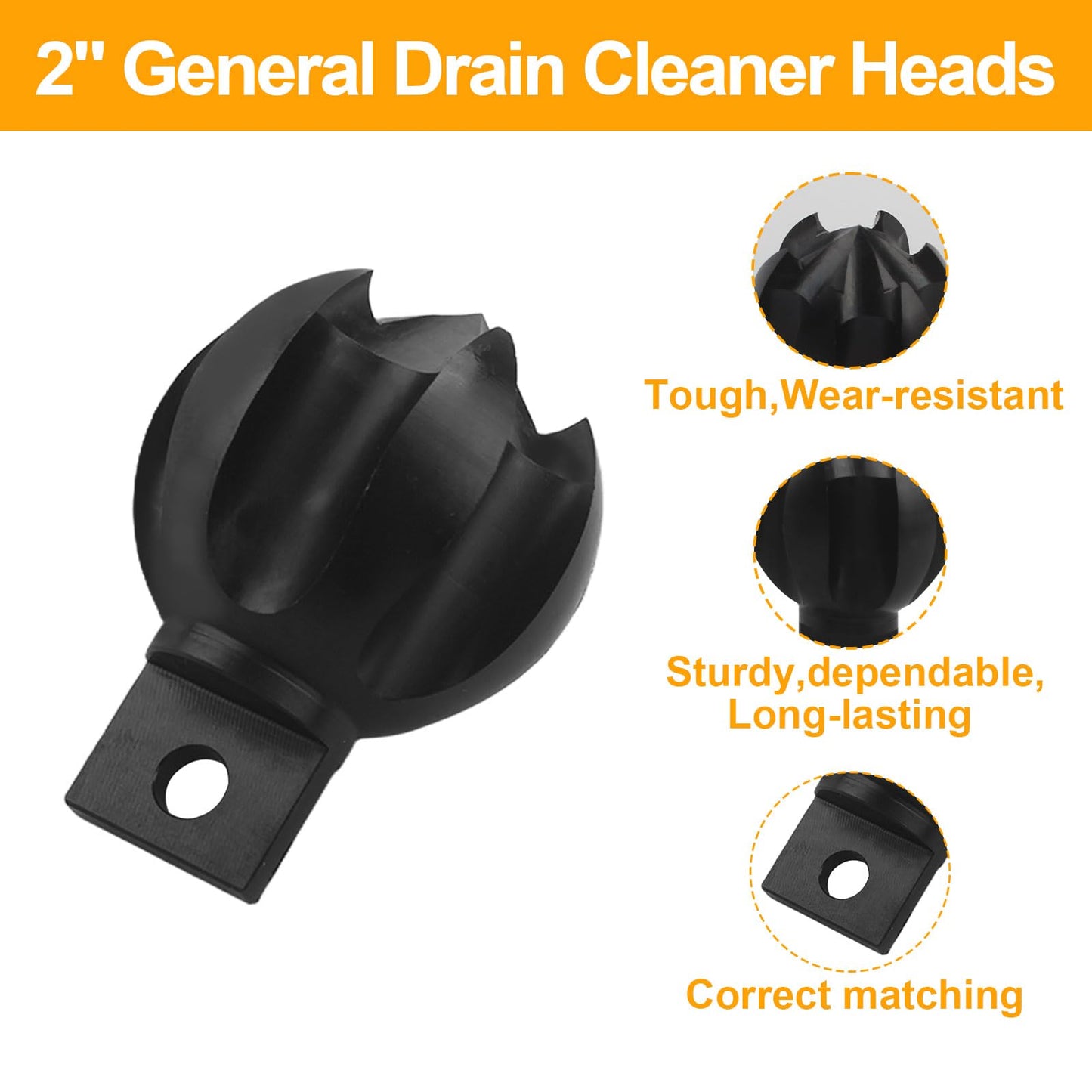 2CG&2" Drain Cleaner Cutter Heads for ClogChopper,Drain Snake Drill Attachment,Multi-Function Root Auger Cutter Cleaning Tool