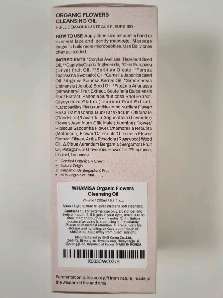 Whamisa Organic Flowers Cleansing Oil 260ml/8.7 fl. oz.