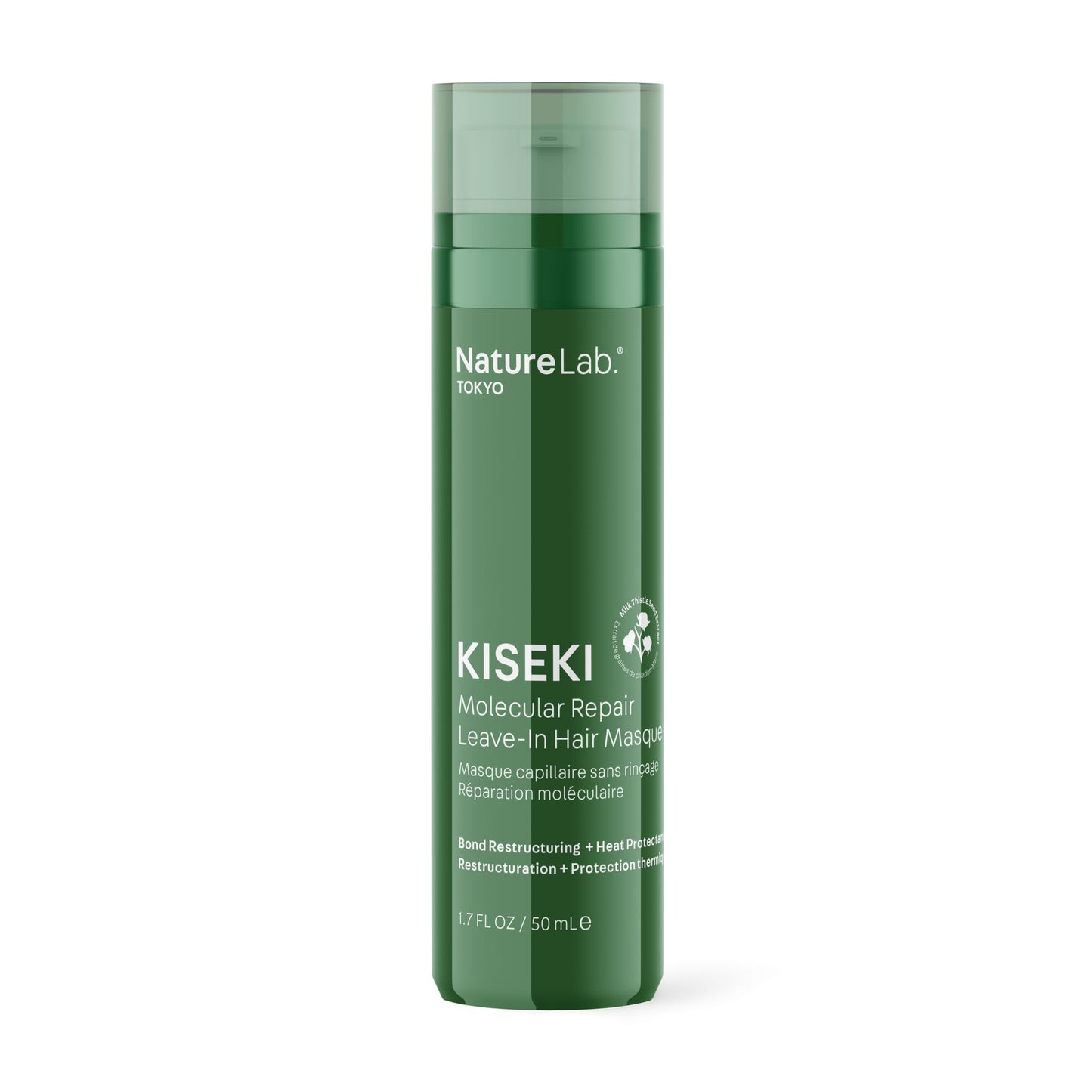 NATURELAB. TOKYO Kiseki Molecular Repair Leave-In Hair Masque: Restores Damaged Hair with Plant Peptide Complex, Repairs Heat & Chemical Damage, Boosts Strength, Smoothness & Softness, 1.7 Fl Oz