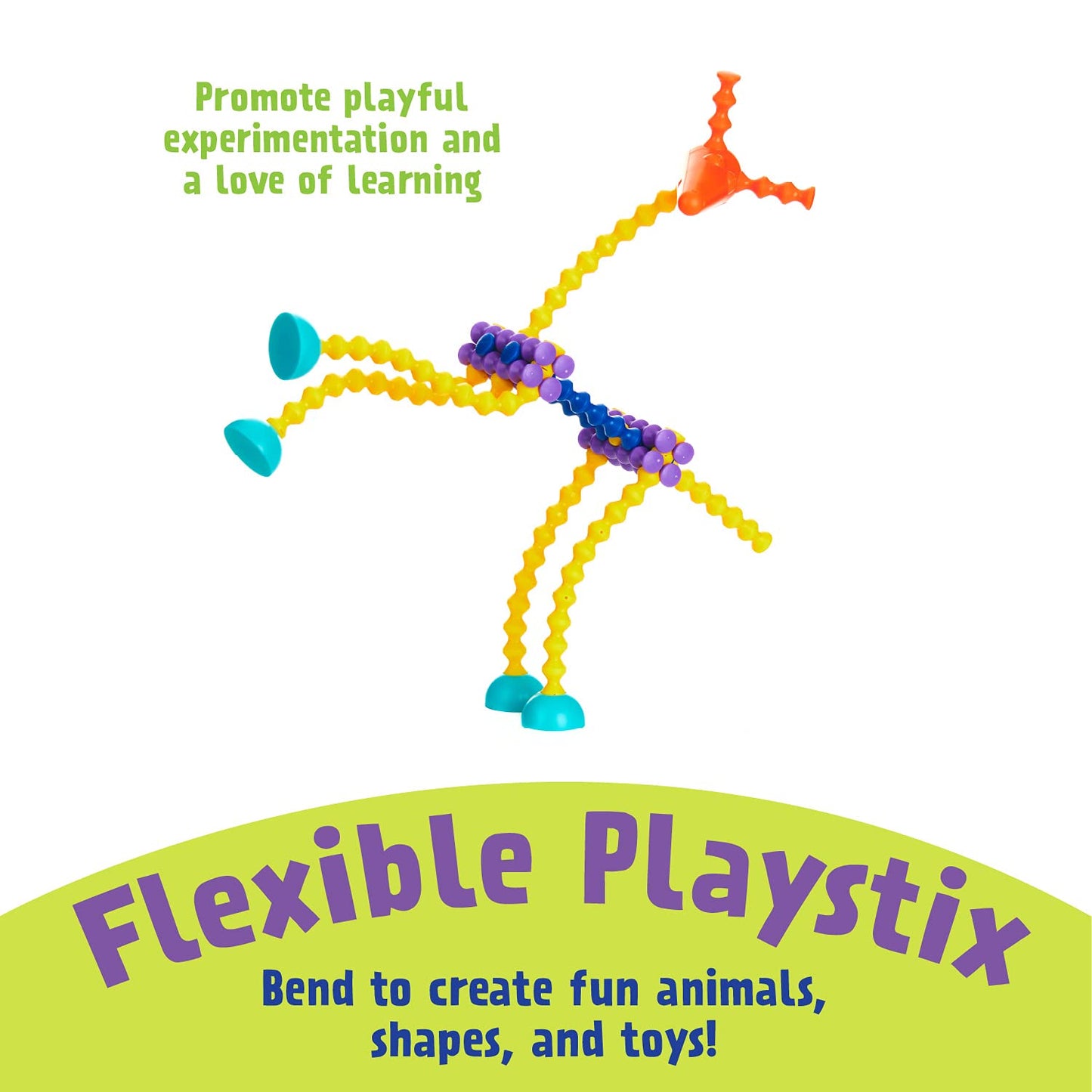 POPULAR PLAYTHINGS Playstix Super Set Construction Toy Building Blocks 400 Piece STEM Kit (90004)