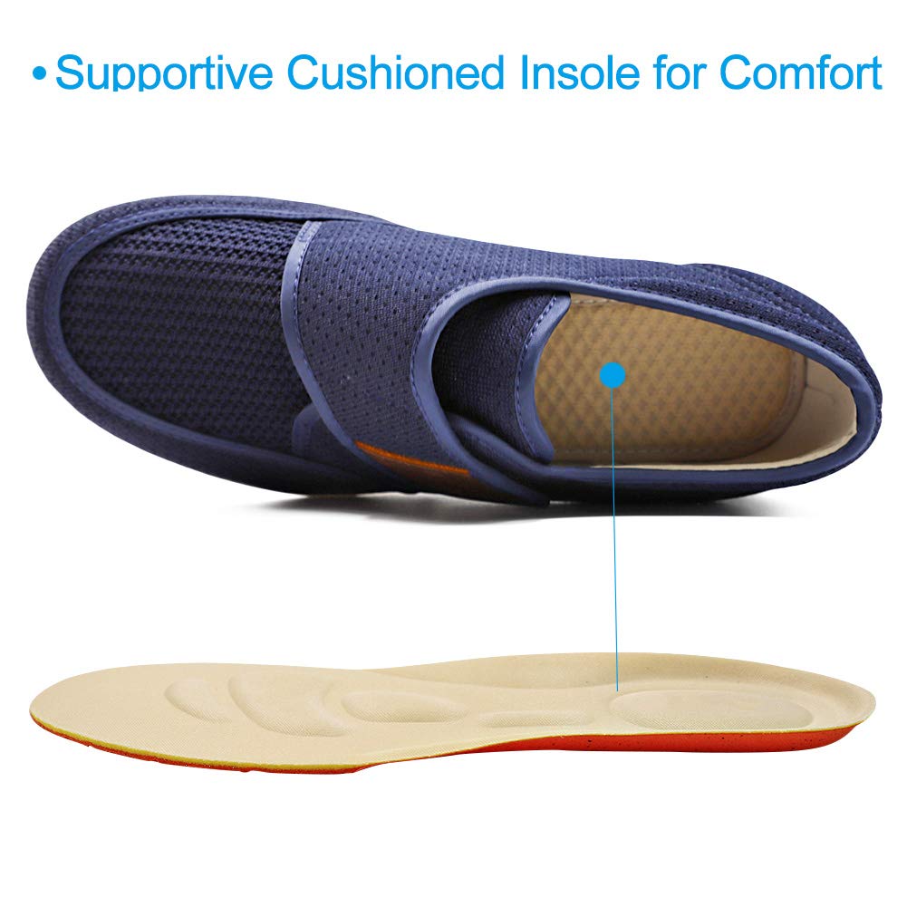 Orthoshoes Mens Diabetic Edema Shoes Lightweight Walking Mesh Breathable Wide Sneakers Strap Adjustable Easy On and Off for Elderly, Swollen Feet, Plantar Fasciitis