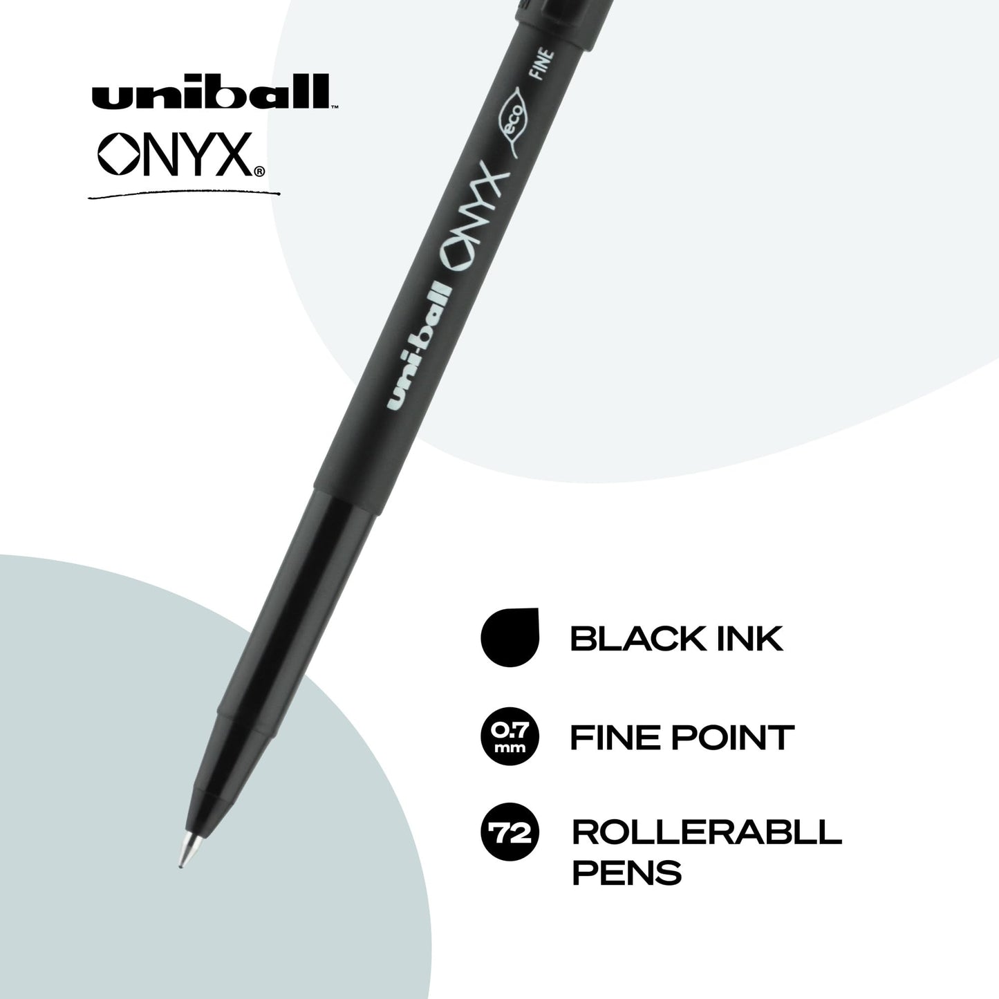 uniball Onyx Rollerball Pens, Fine Point (0.7mm), Black, 72 Pack