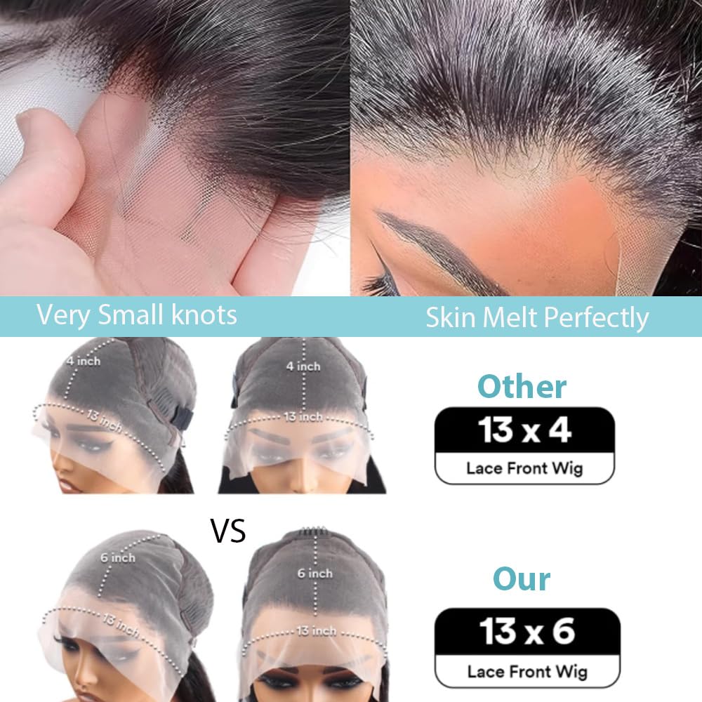 Body Wave Lace Front Wigs Human Hair Pre Plucked 13x6 HD Transparent Lace Frontal Wigs Human Hair180% Density 28 Inch Glueless Wigs Human Hair with Baby Hair for Women