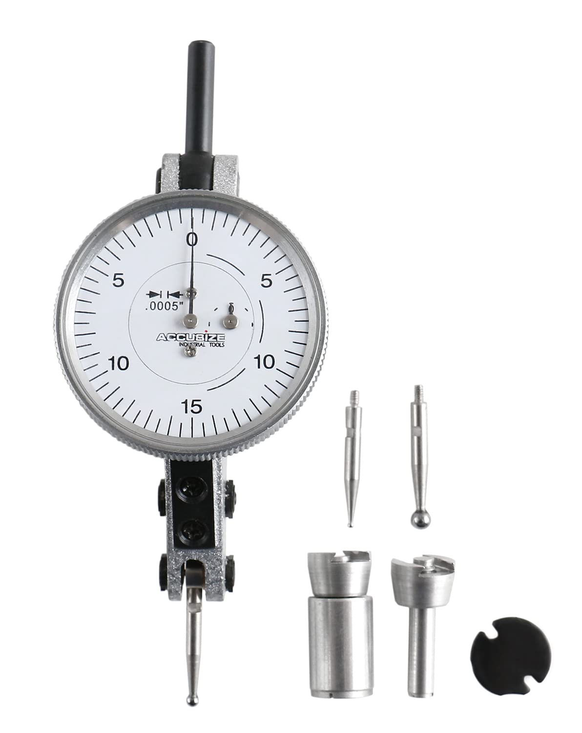 Accusize Industrial Tools 0.060'' by 0.0005'' (Range by Graduation) Horizontal Test Indicator with 1.5'' Dial Diameter, 0511-2001
