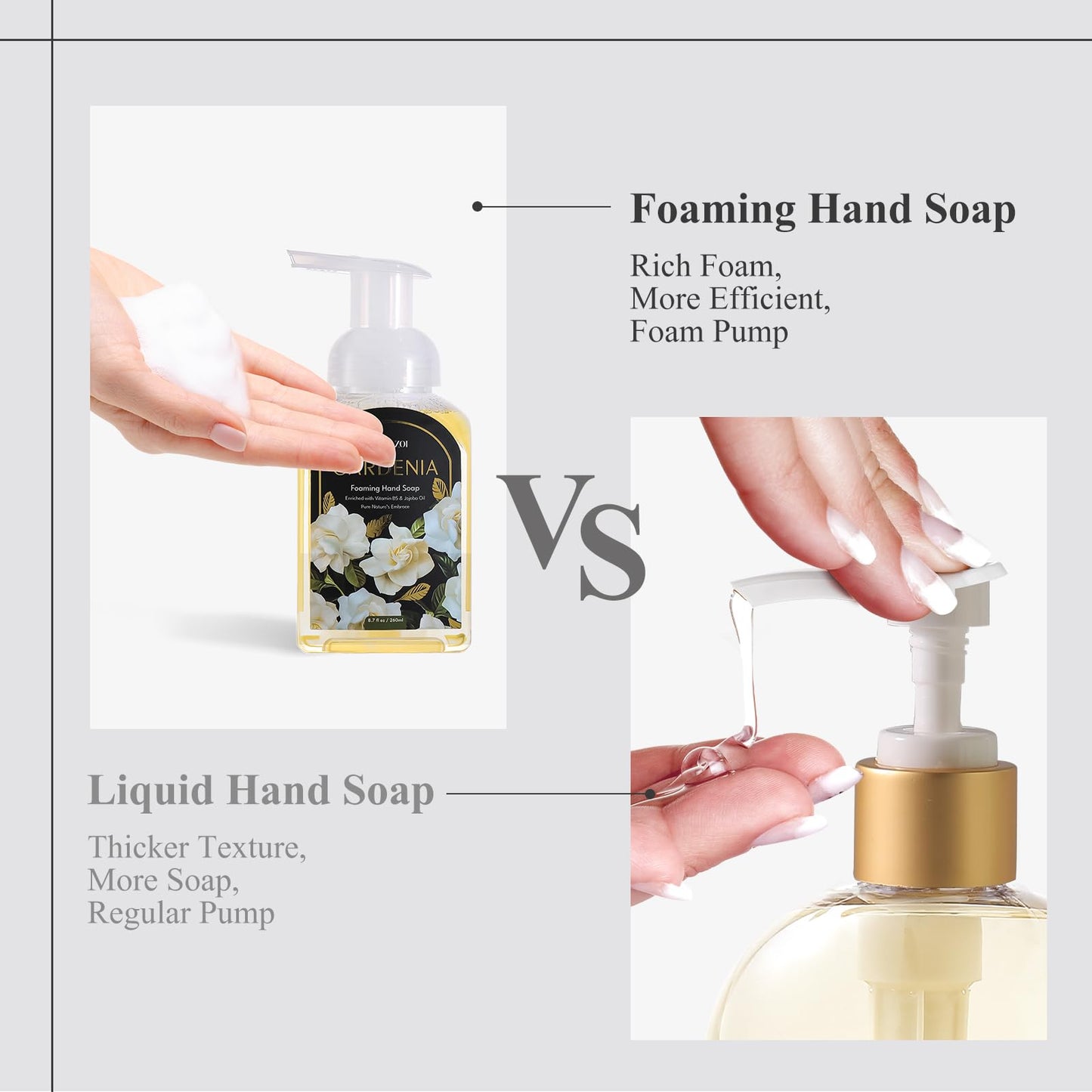 ROMIIE ZOI Hand Soap Refills Foaming, Gardenia Scent Natural Plant Moisturizing Foam Soap Refills with Dispenser 1 L/ 33.8 FL OZ(Pack of 3)