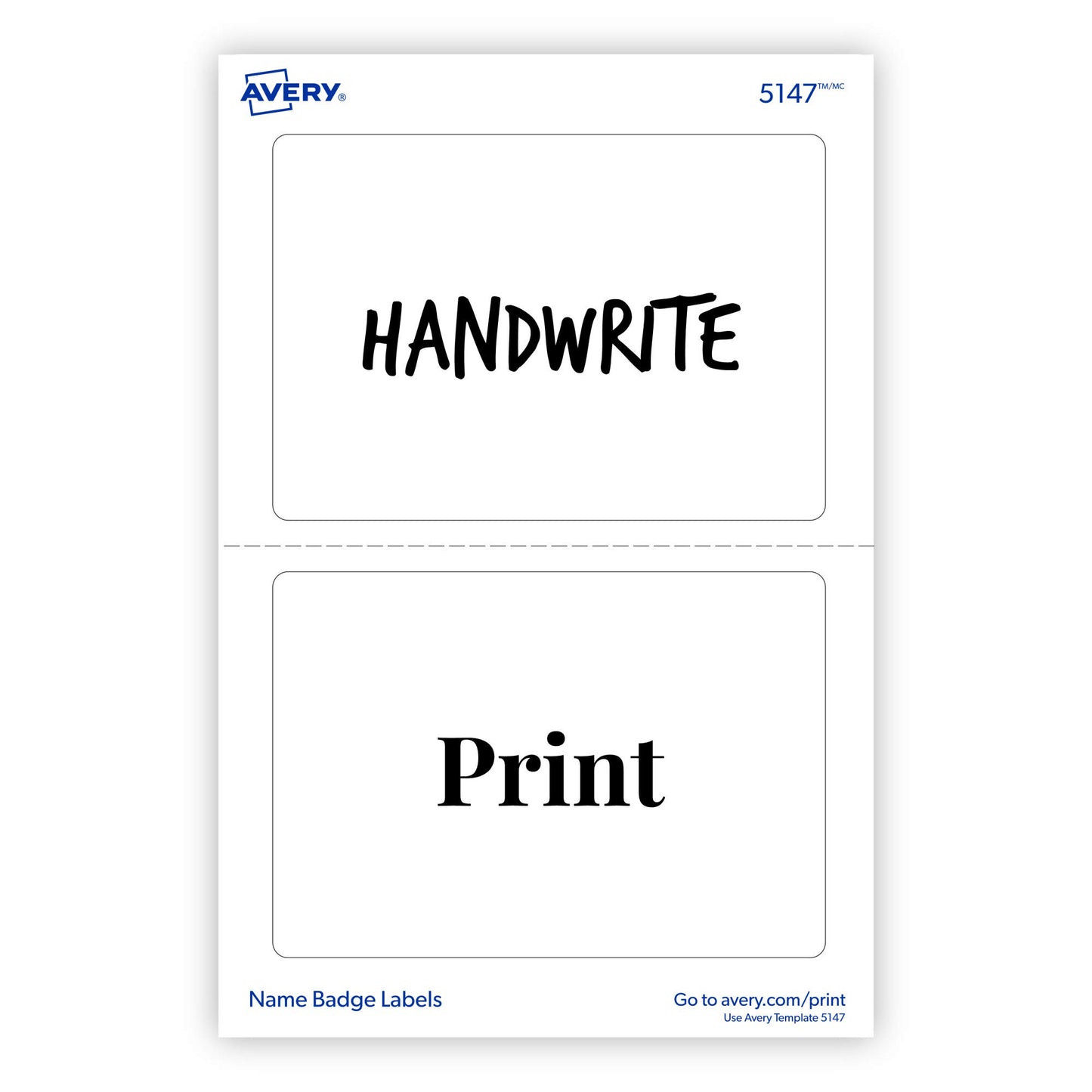Avery Name Tags, White, Packs of 100 per Pack, 18 Packs, 1,800 Removable Name Badges Total (05147)