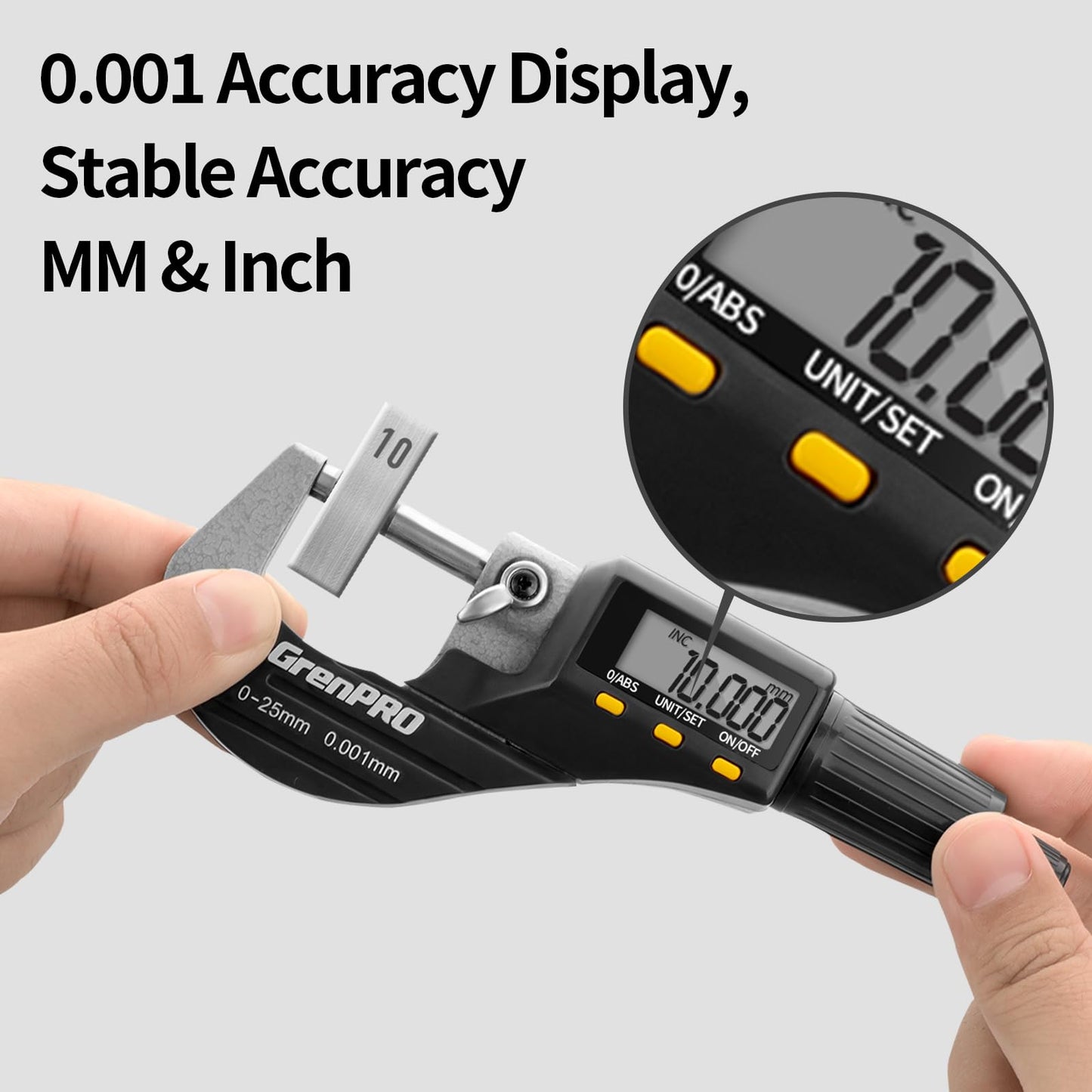 Digital Micrometer Measuring Tool, Professional Inch/Metric Precision Thickness Gauge with Extra Battery, DIY and Household Use 0.00005"/0.001 mm Accuracy Micrometers Machinist Tools