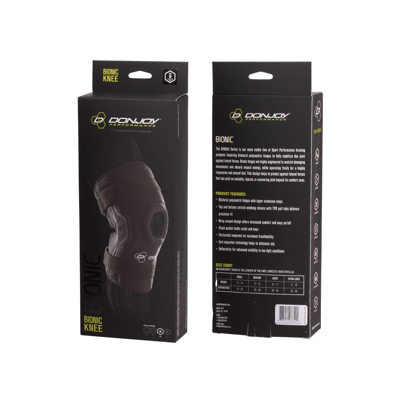DonJoy Performance Bionic Knee Support Brace: Black, X-Large