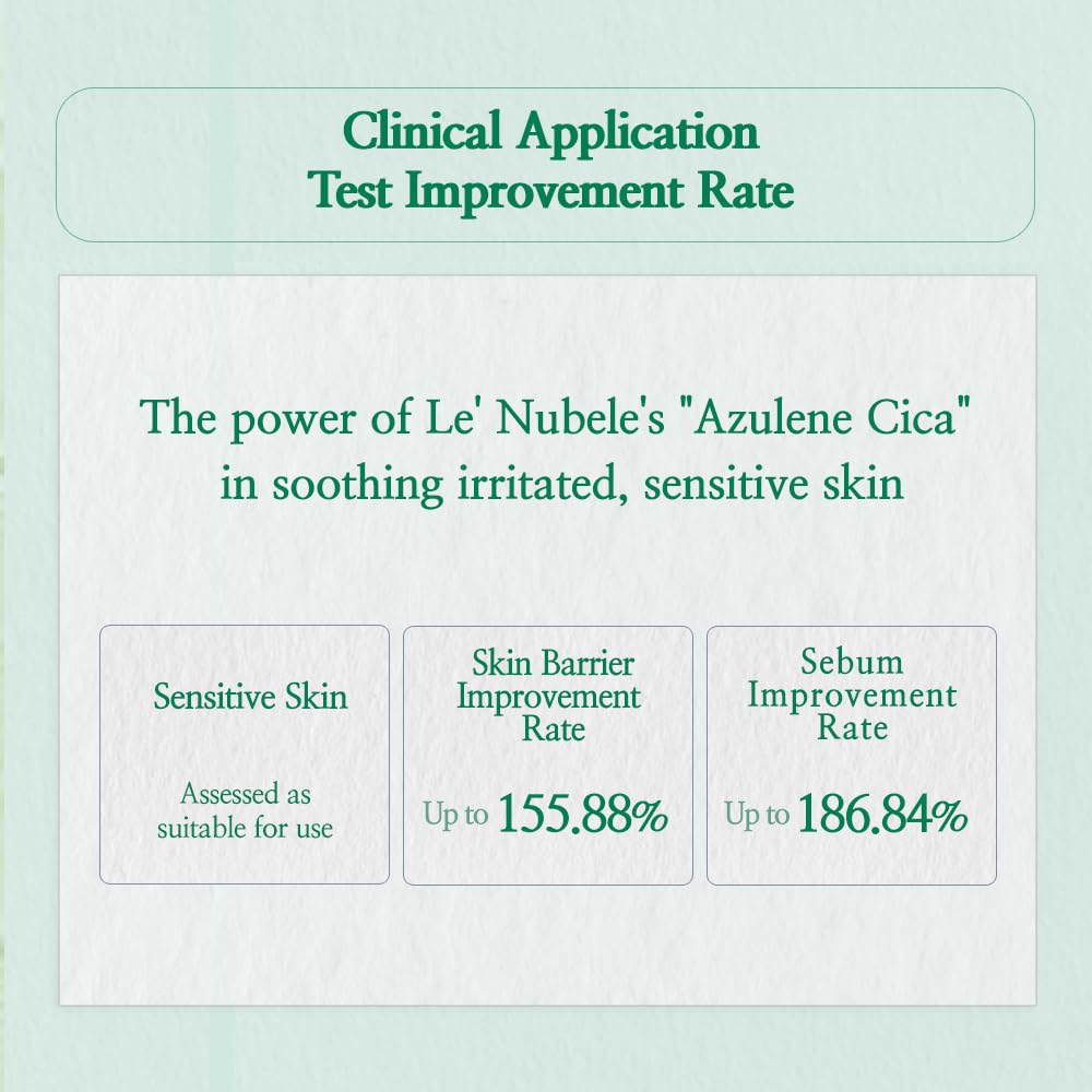 Le Nubele Azulene CICA Skin Toner | Daily Soothing Toner for Sensitive Skin with 600ppm Azulene & 5000ppm Centella Asiatica | Hydrating & Moisturizing Formula | 4.05 fl. oz (120ml)