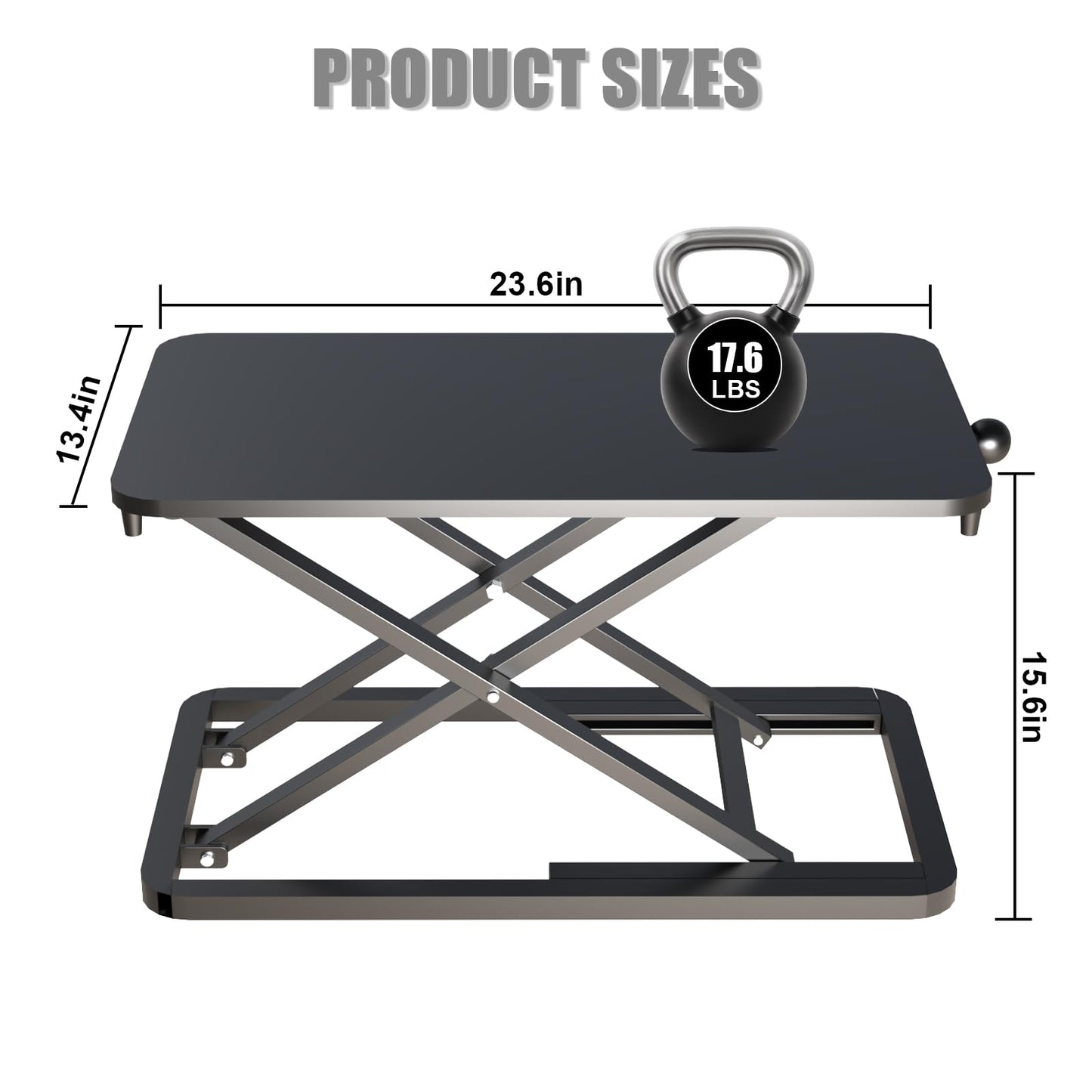ESpefy Keyboard Riser for Desk- 23.6’‘ Height Adjustable Standing Desk Converter, Table Lifter for Standing, Keyboard and Mouse Riser for Ergonomic Sit Stand Workstations, 6 Height Levels